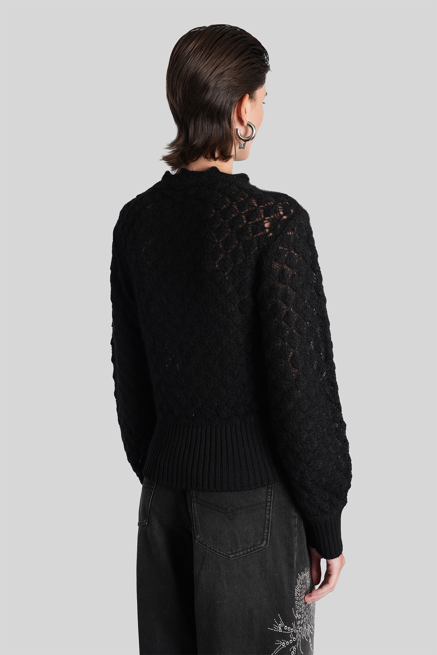 Blumarine Openwork Design Crew Neck Knit In Black