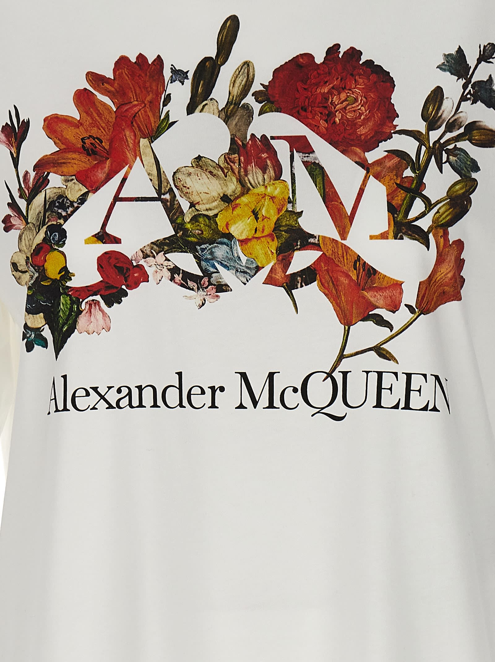 Shop Alexander Mcqueen Dutch Flower Print T-shirt In White