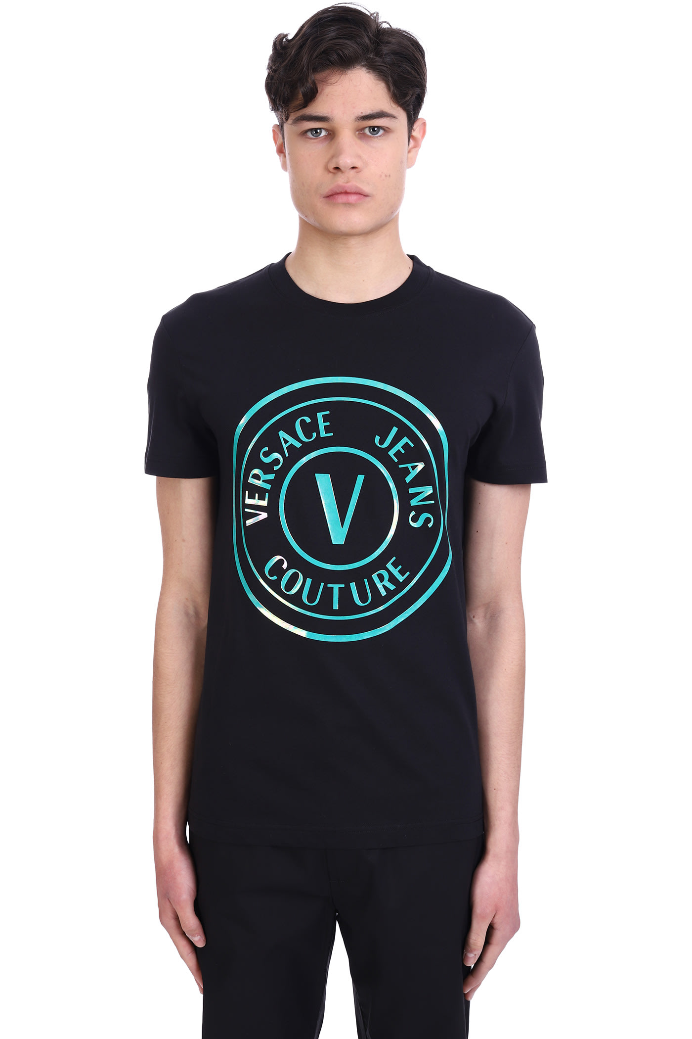 T-shirt In Black Cotton Versace