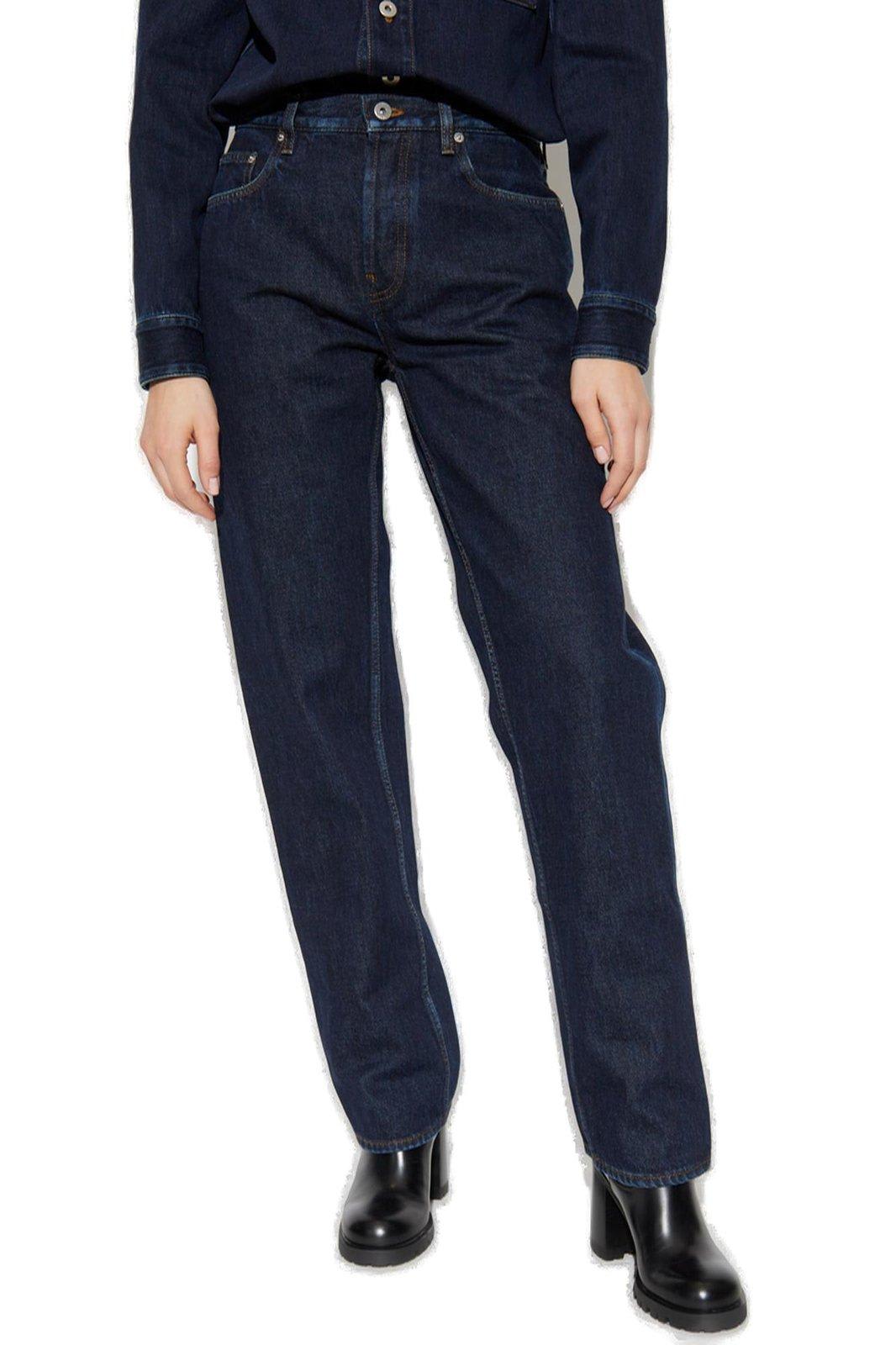 Burberry Logo Patch Straight-leg Jeans In Blue
