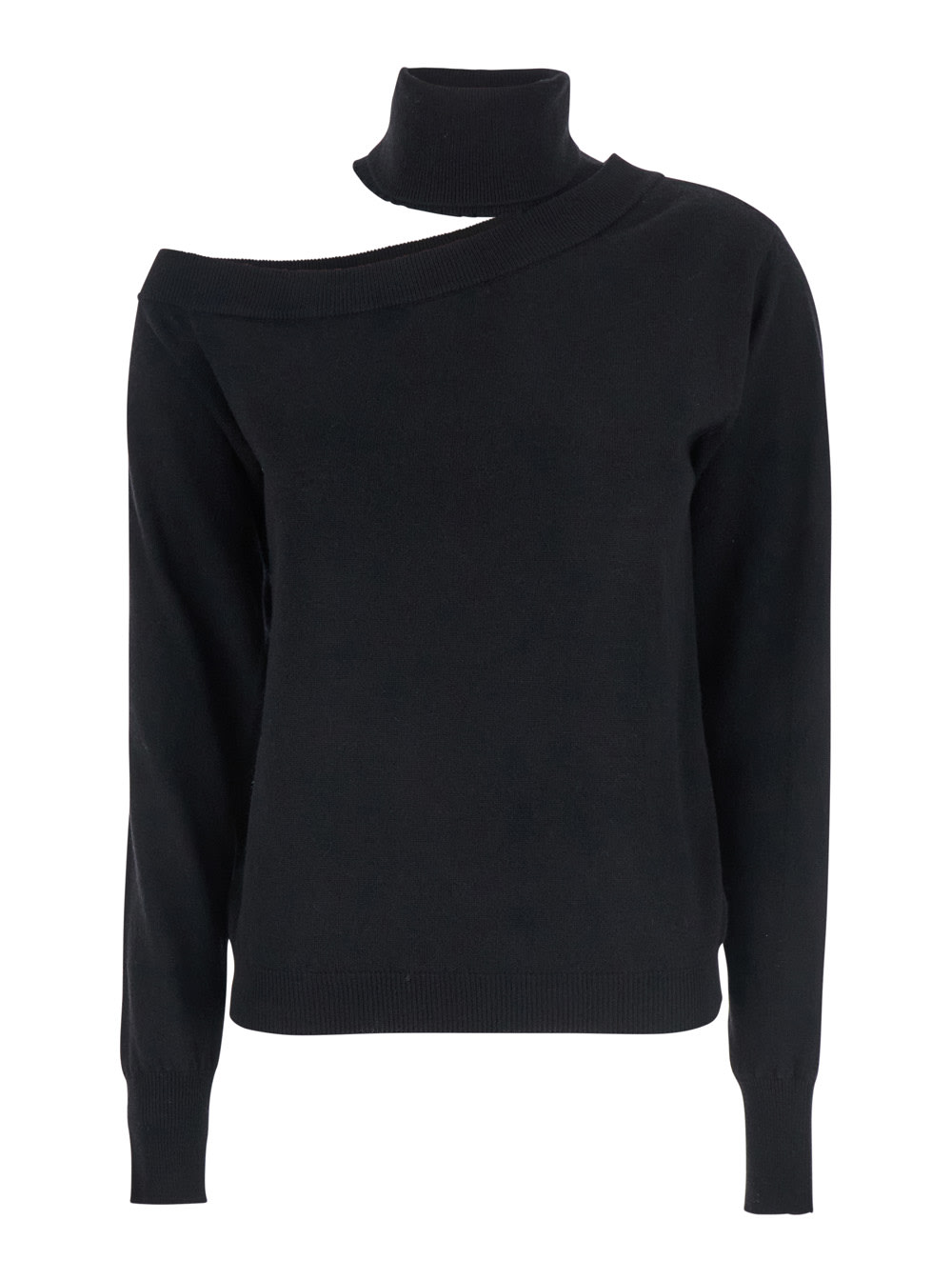 Federica Tosi Maglia Scollata Misto Cashmere Con Collo Staccato In Black