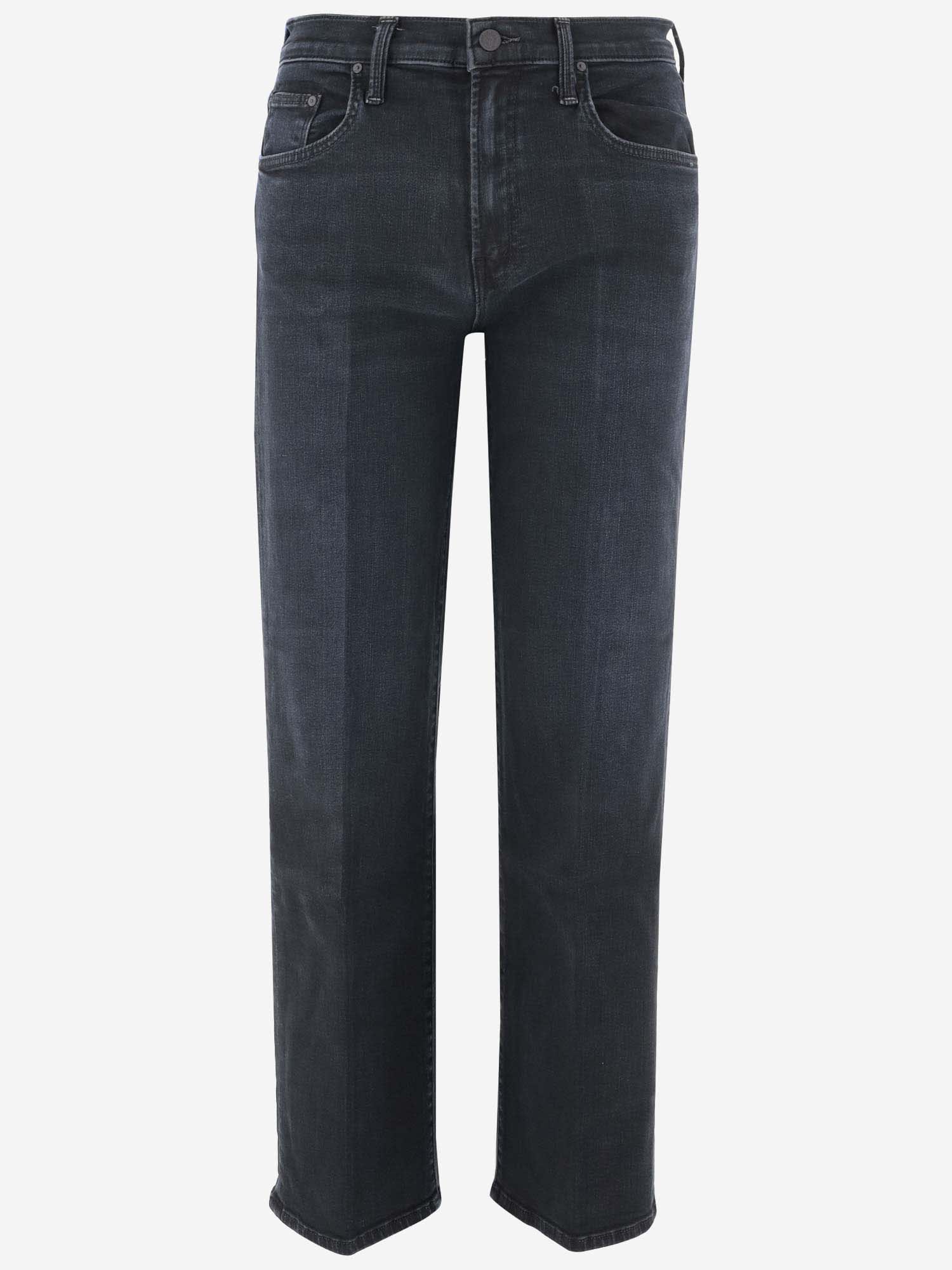 Shop Mother Stretch Cotton Denim Jeans In Black