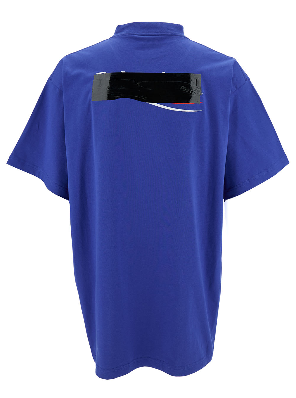 Shop Balenciaga Oversized Blue T-shirt With Contrasting Logo Print In Cotton Man