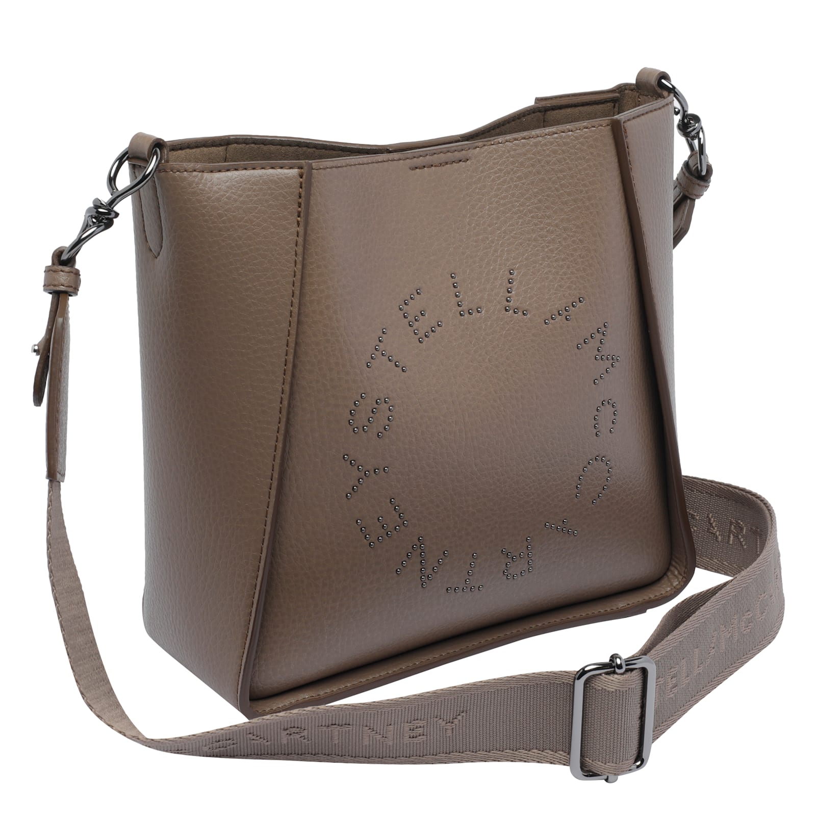 Stella Mccartney Adjustable Strap Crossbody Bag Logo In Brown
