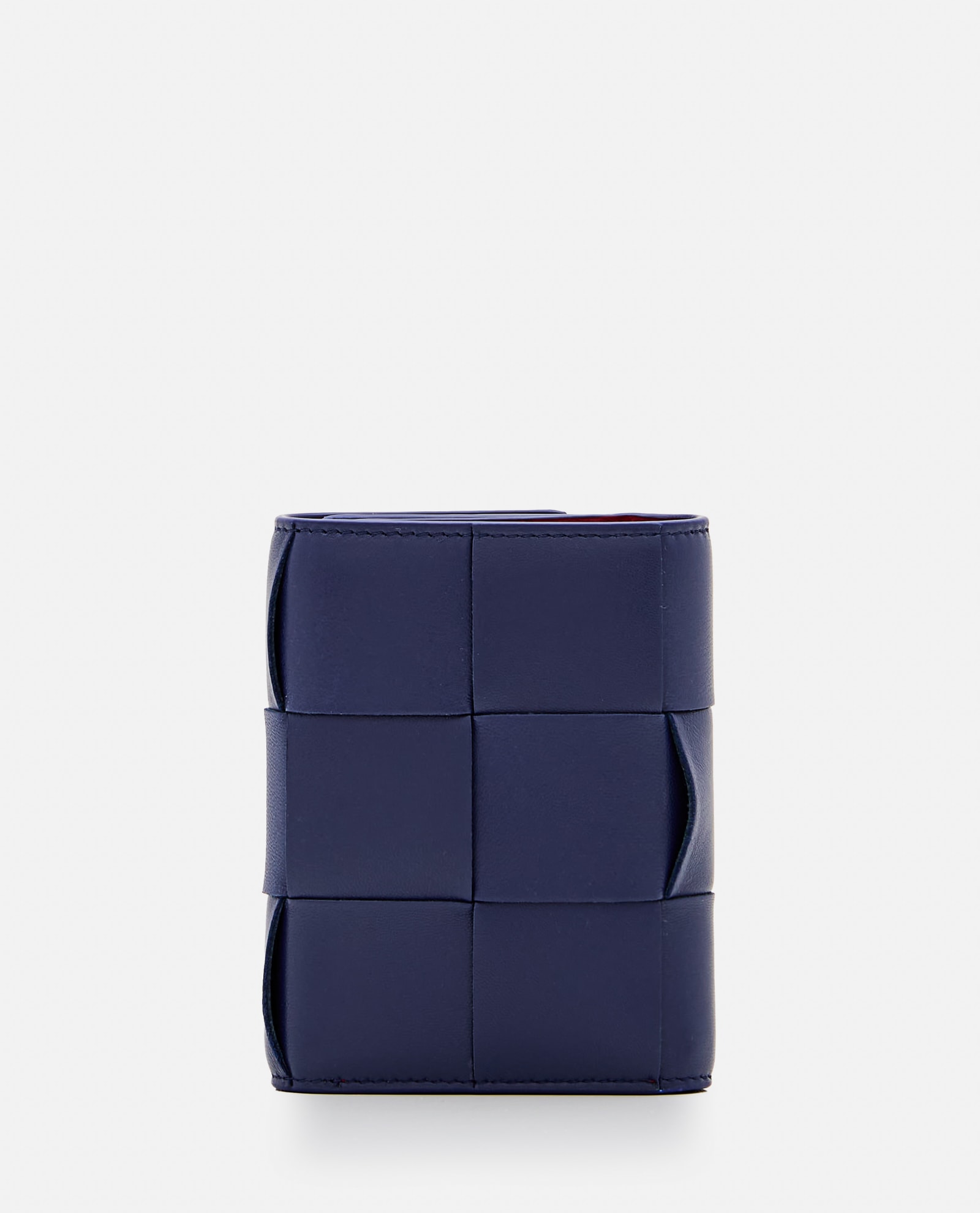 Shop Bottega Veneta Bicolor Tri-fold Leather Wallet In Blue