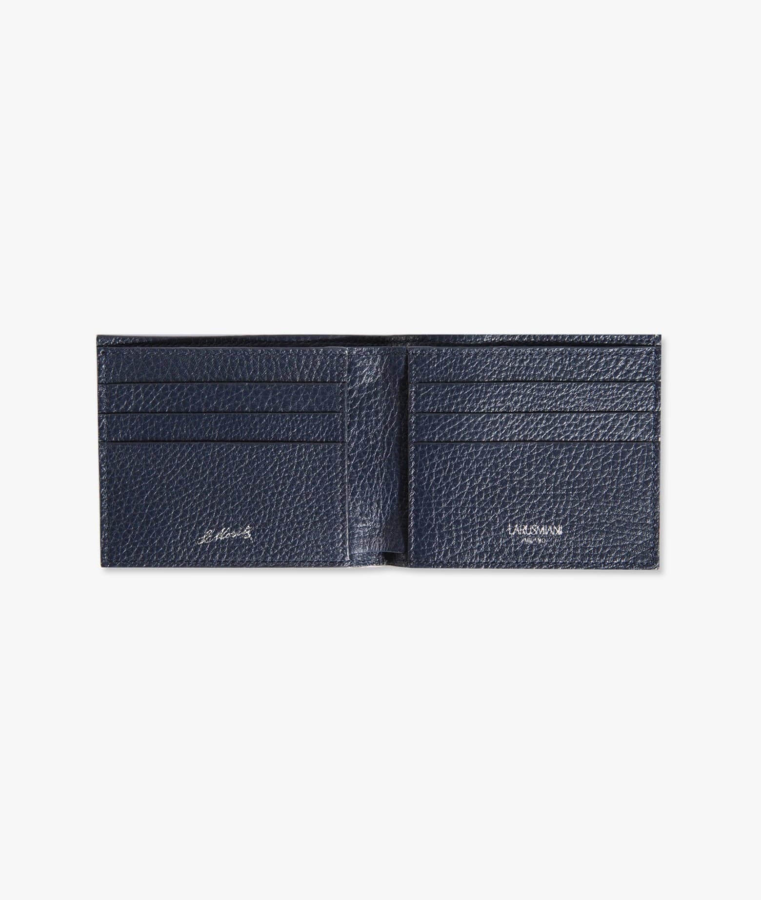 Larusmiani Horizontal Alligator Card Holder Capital Wallet In Blue