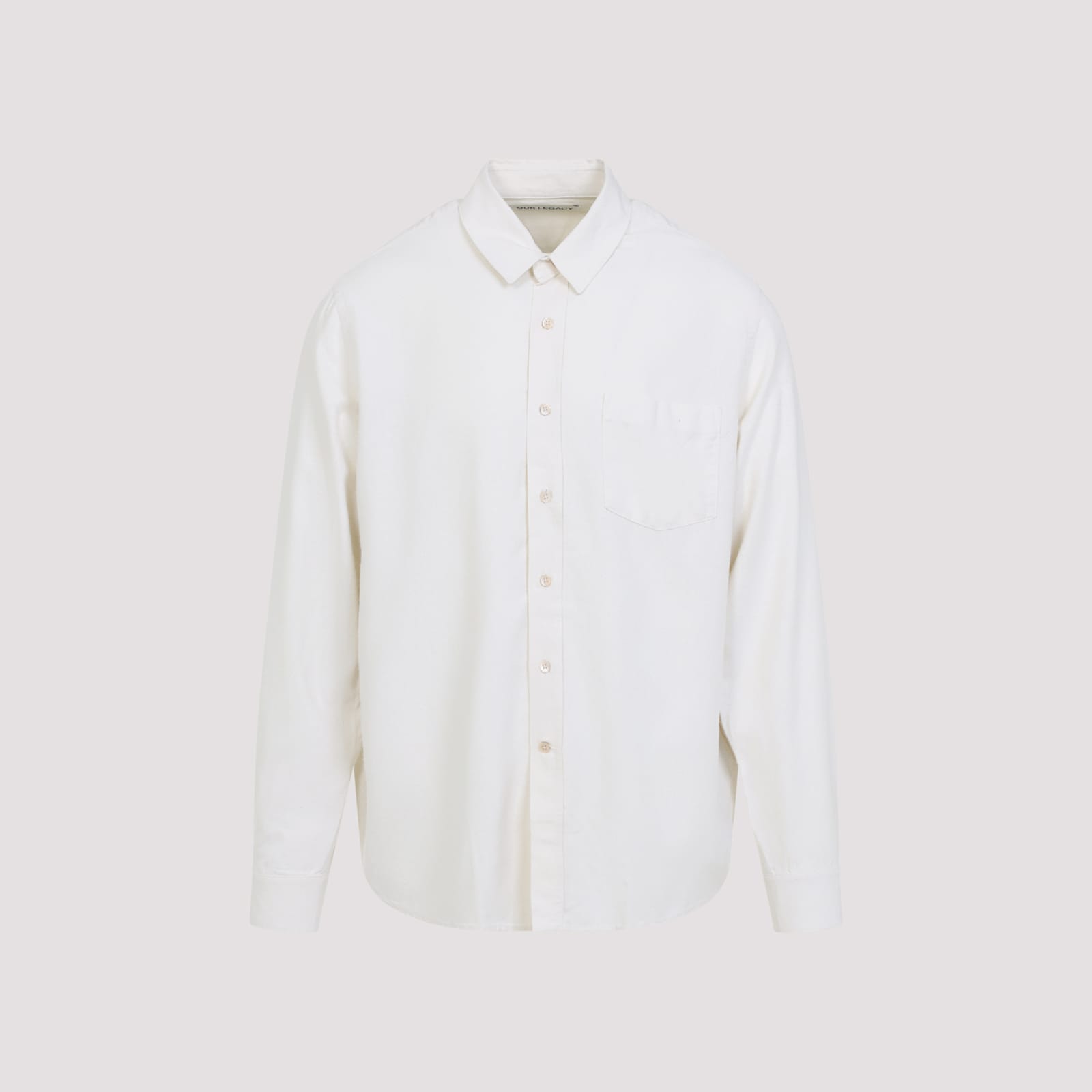 Our Legacy White Silk Classic Shirt With Curved Hem In White