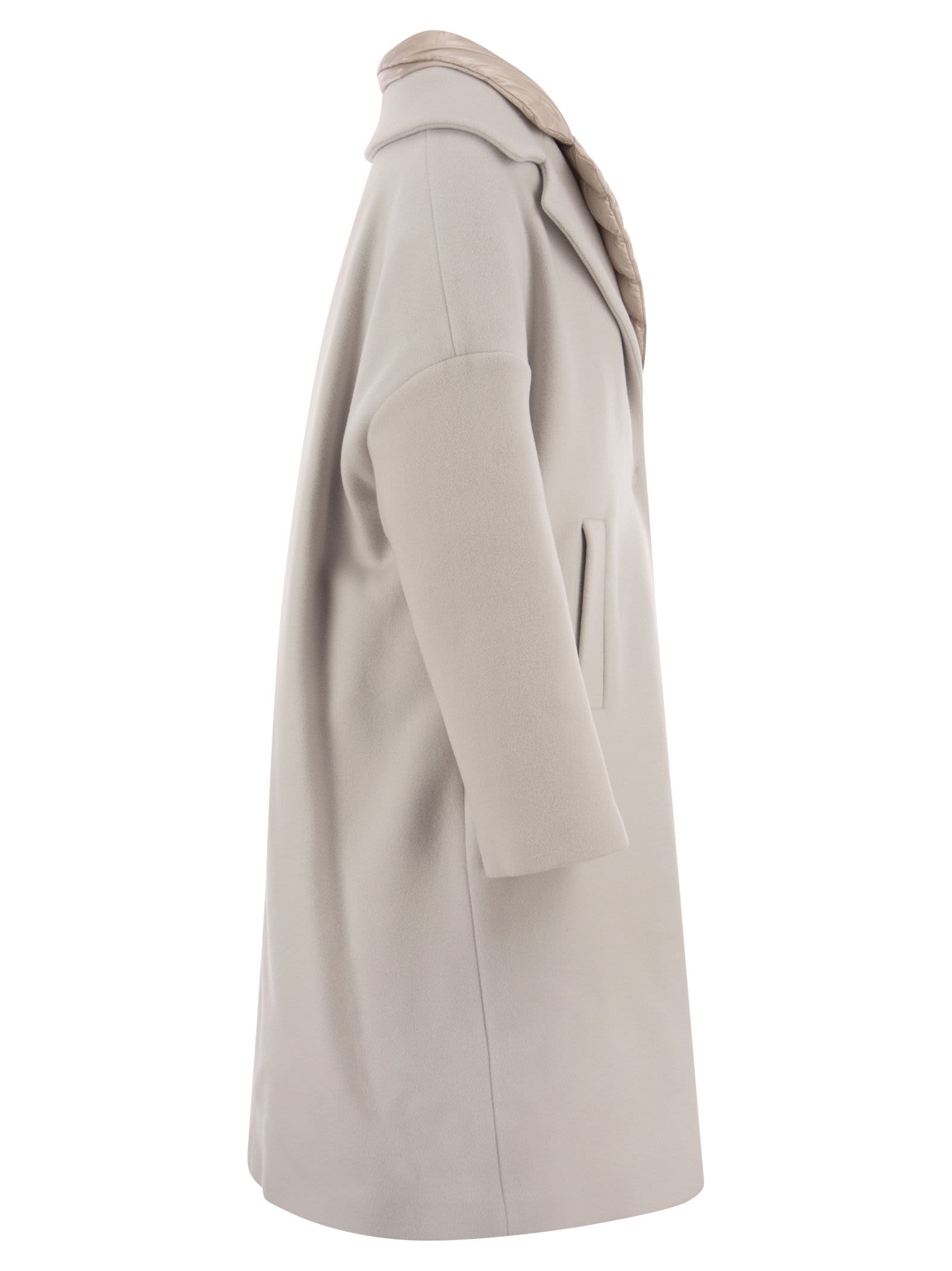 Herno Twofer Wool-blend Down Coat In Cream