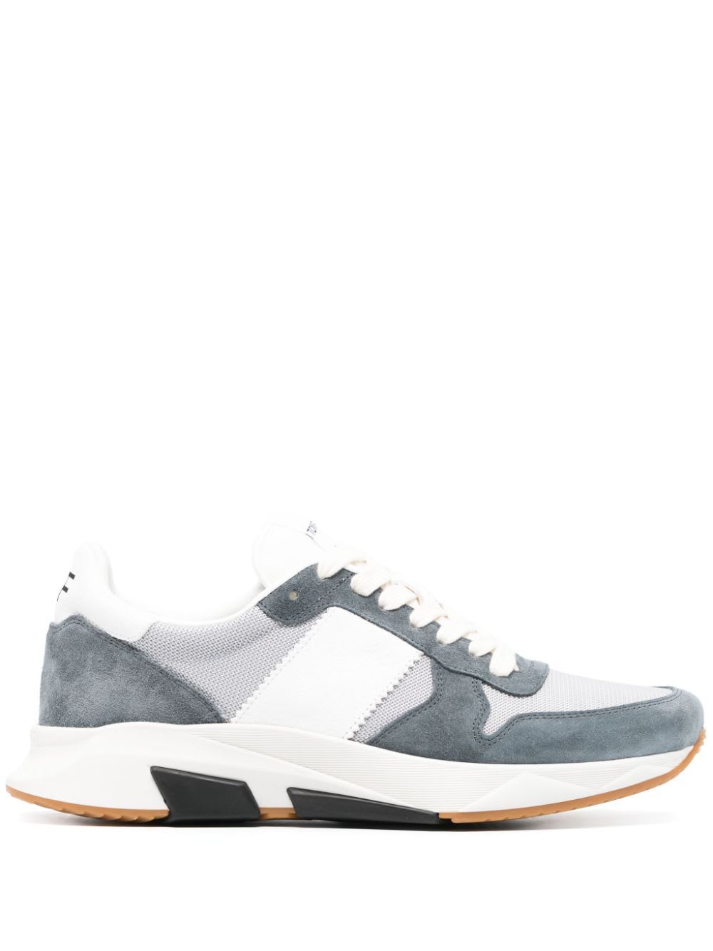 Tom Ford Low Top Sneakers In Silver Petrol Blue White