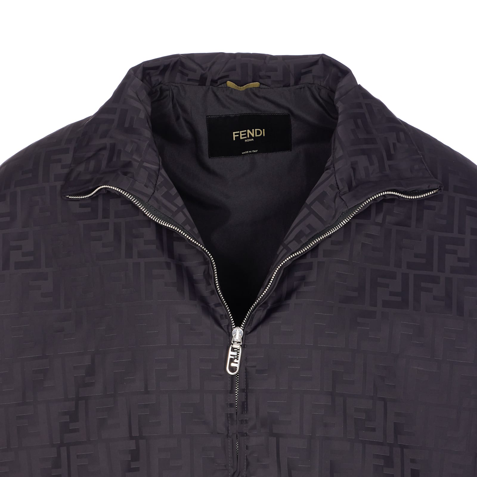 Fendi Ff Nylon Bomber In Black