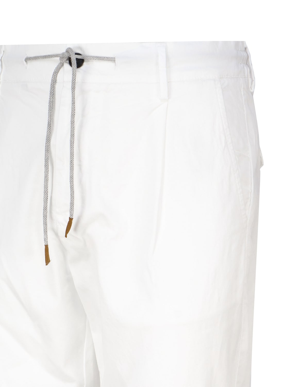Shop Eleventy Drawstring Trousers In Bianco
