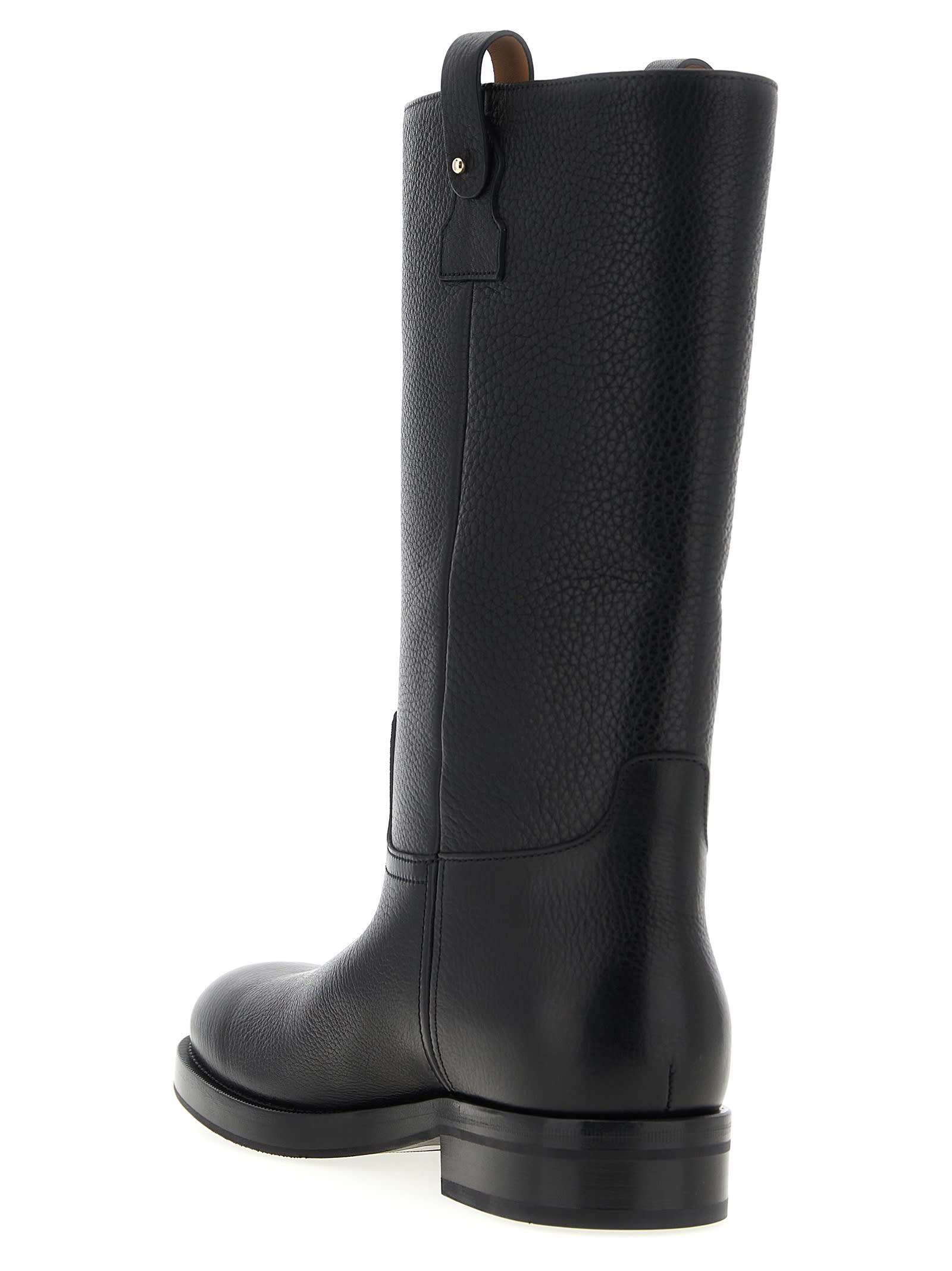 Church's Hammered Leather Round-toe Boots In Black