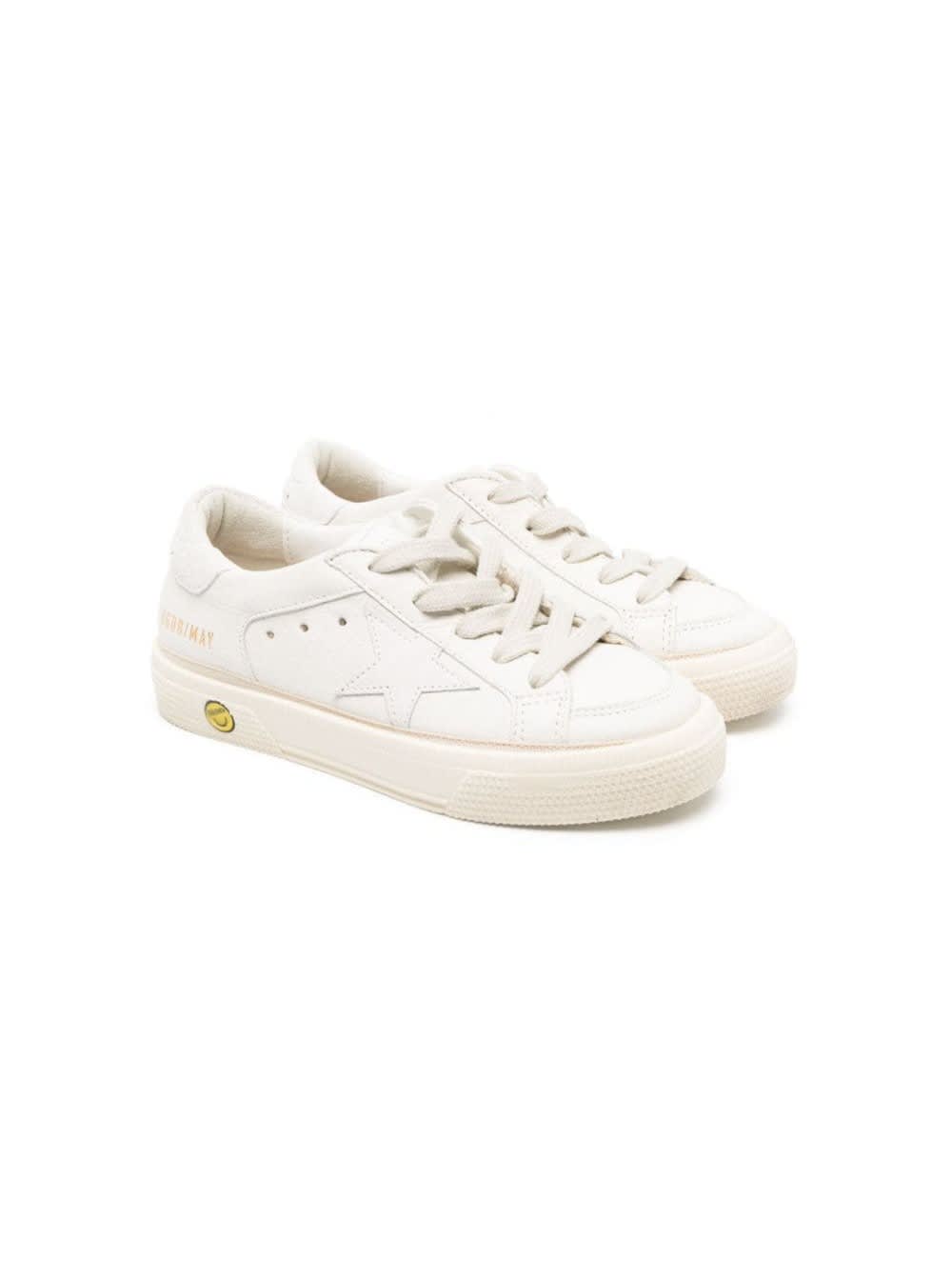 Golden Goose Kids' May Nappa Upper Suede Star And Heel Include Stesso Codice Gyf In White
