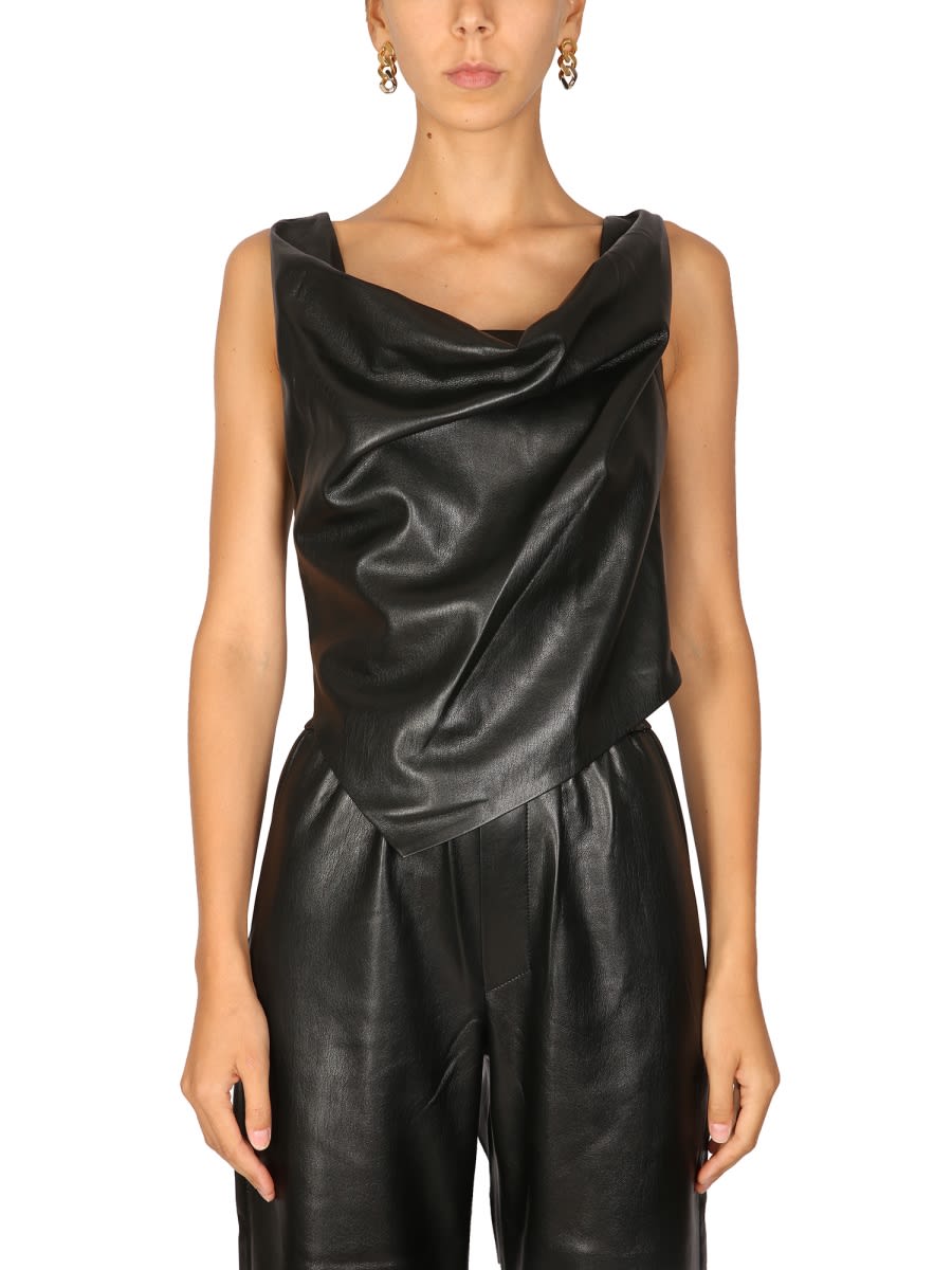 Shop Nanushka Draped Top Petra In Black