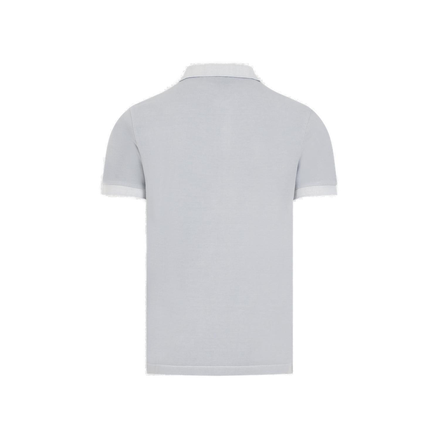 Shop Stone Island Logo Patch Short-sleeve Polo Shirt In Clear Blue
