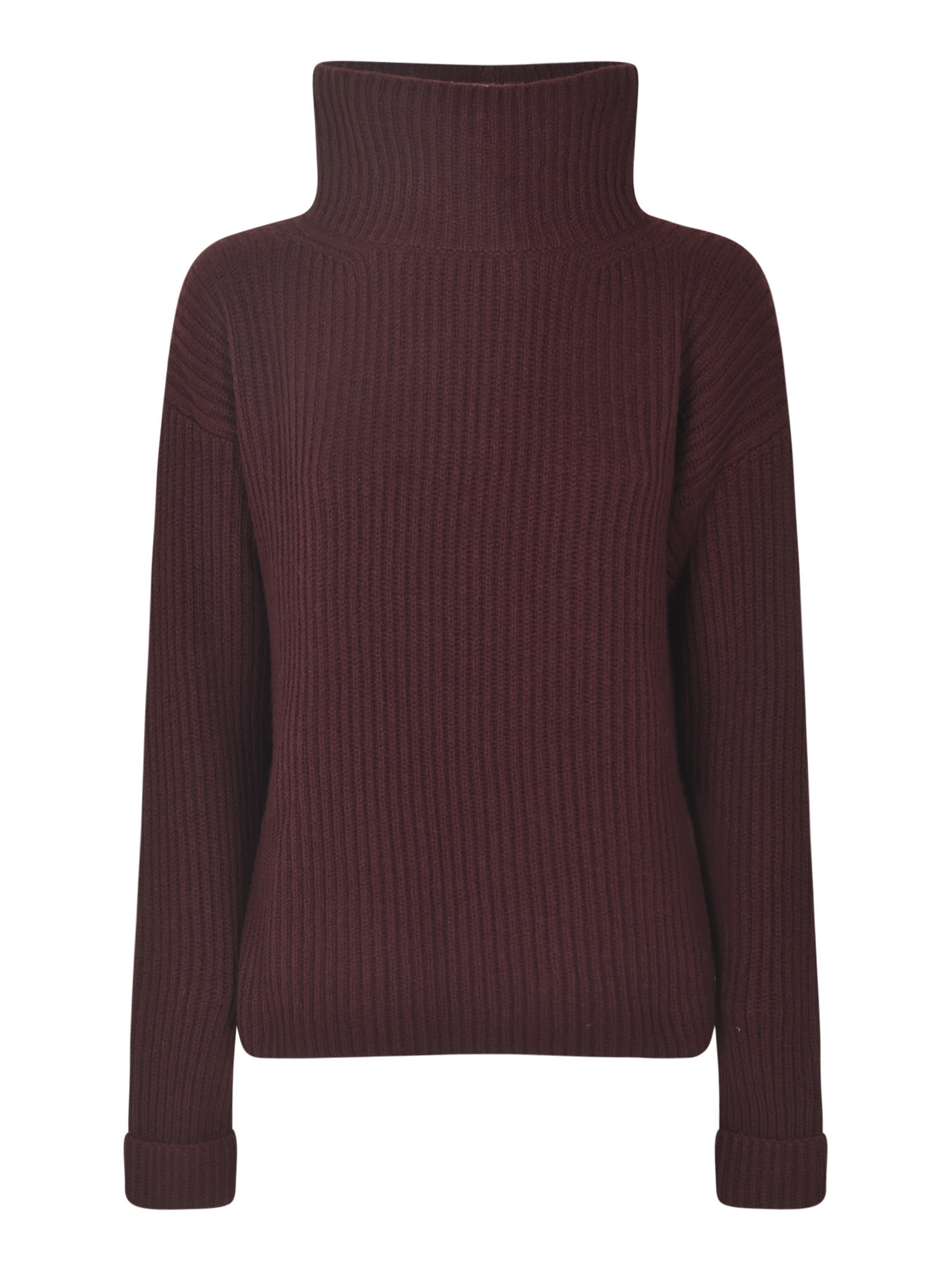 Wide High-neck Plain Knit Pullover