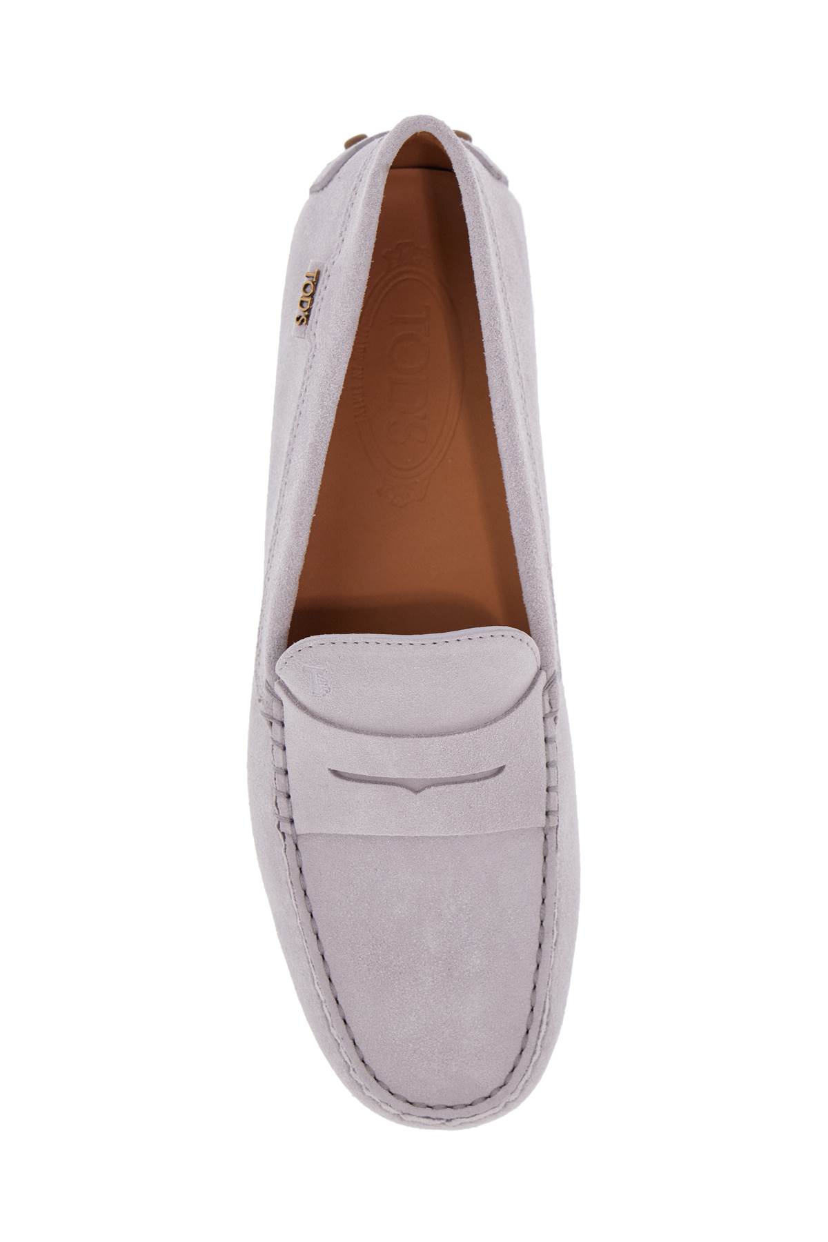 Tod's Light Grey Suede Leather Driving Moccasin In Lilac Ash (grey)