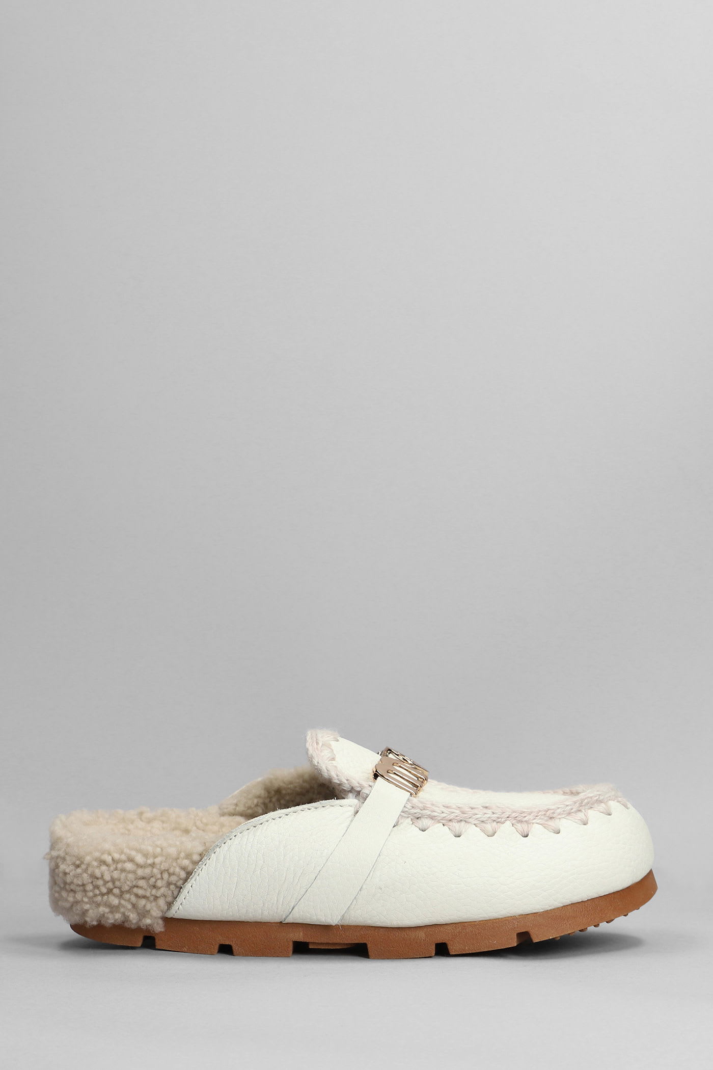 Mou Winter Bio Slide Slipper-mule In White Leather