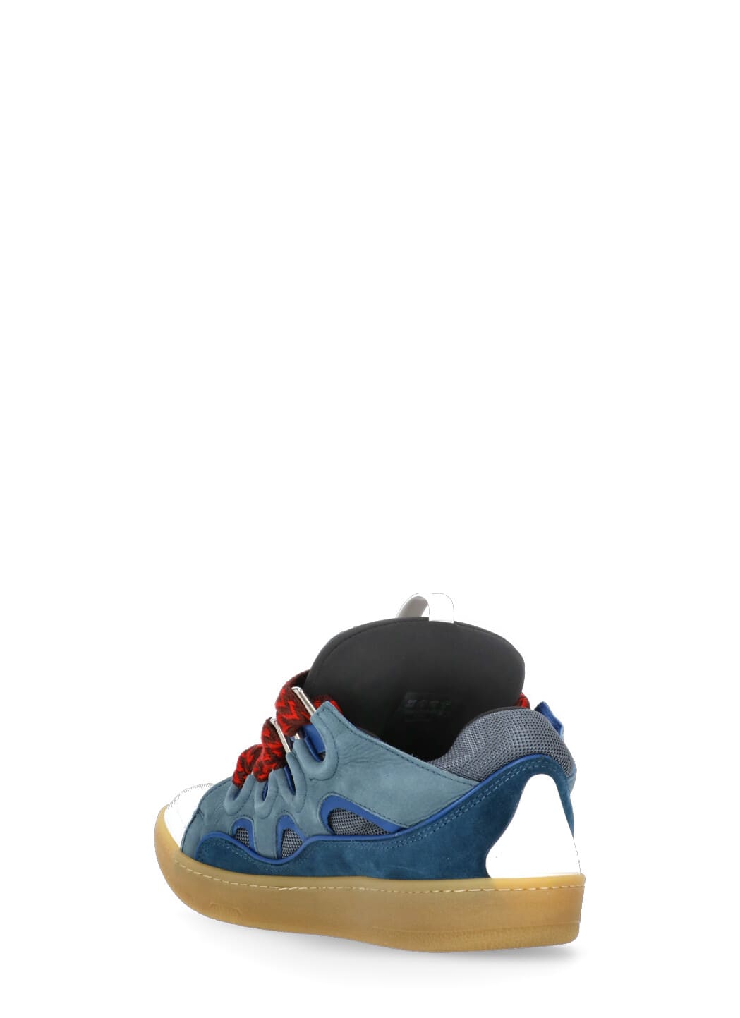 Lanvin Curb Sneakers In Suede And Fabric Color Blue And Red In Blue