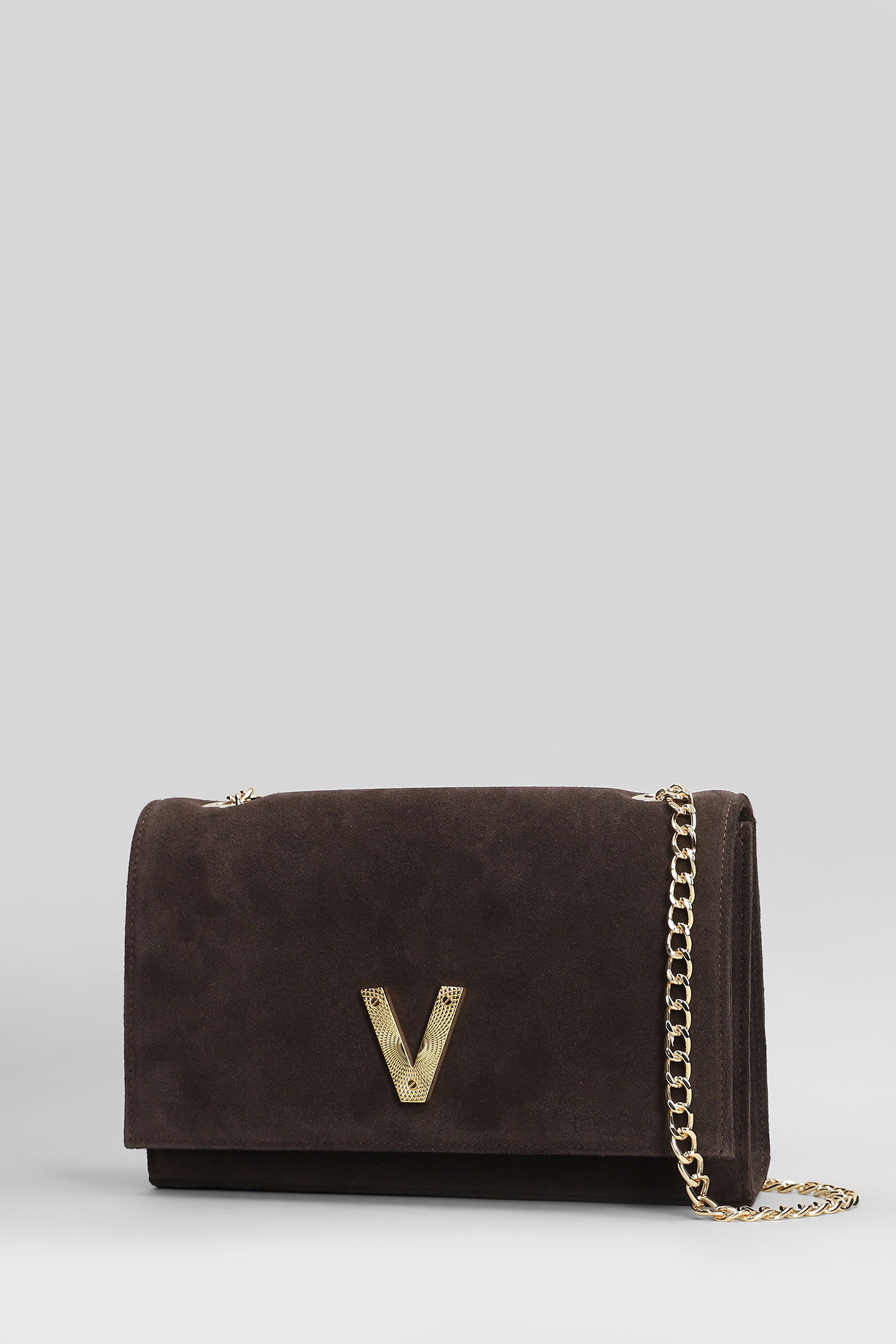 Via Roma 15 Shoulder Bag In Dark Brown Suede In Brown