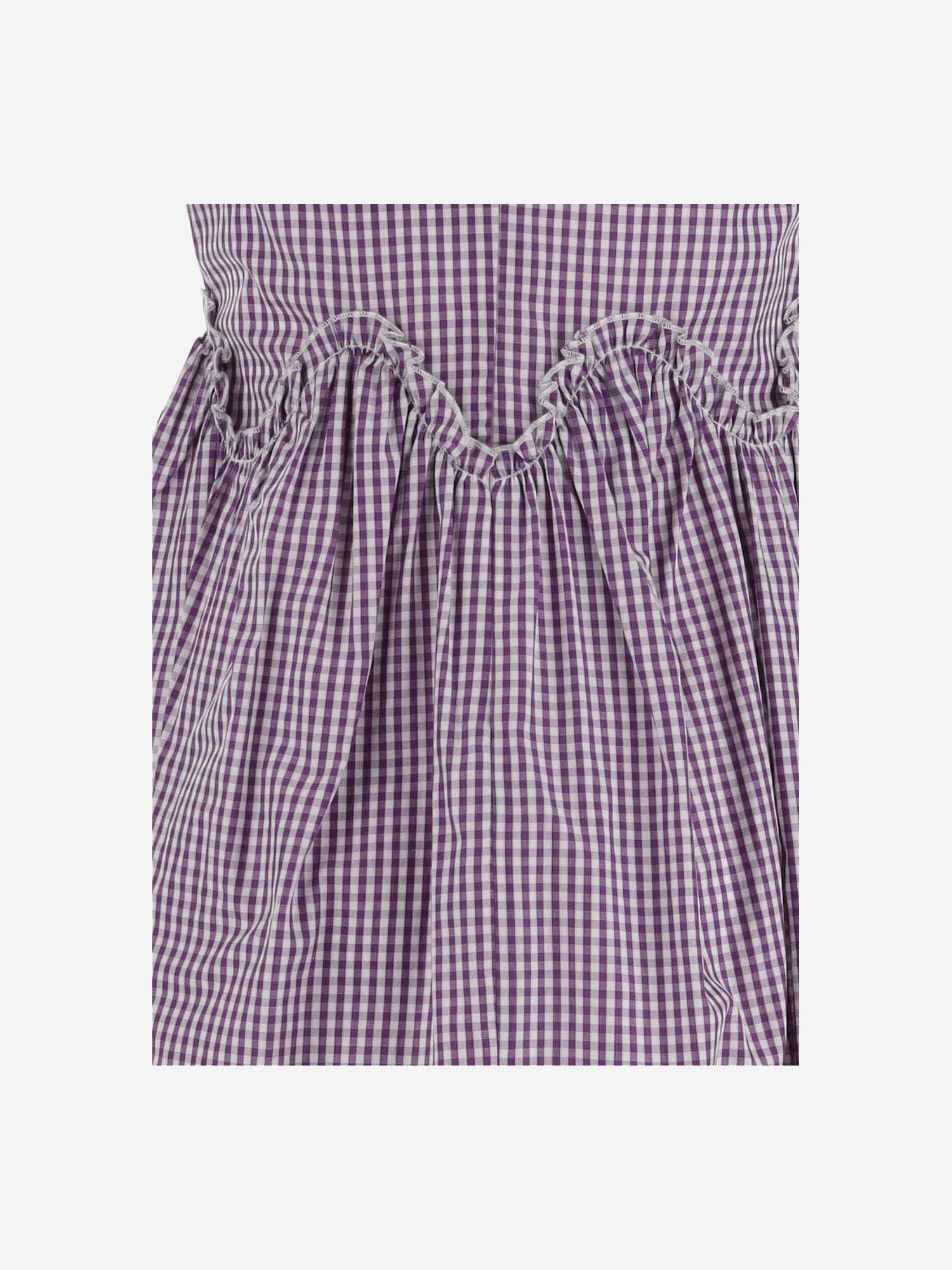 Shop Il Gufo Cotton Dress With Vichy Print In Purple