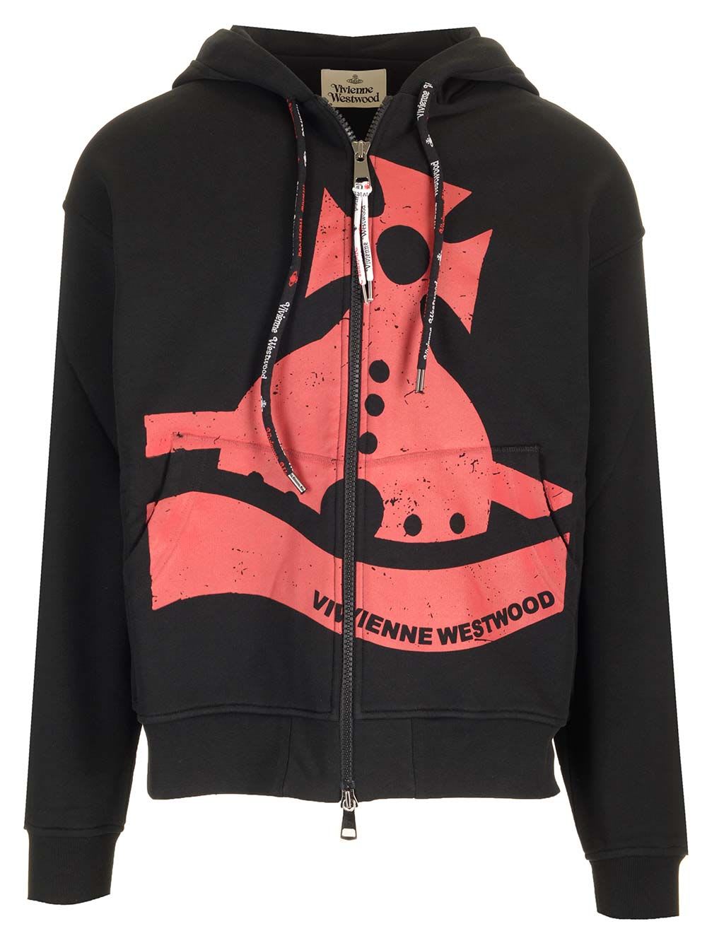 Shop Vivienne Westwood Sunken Orb Hooded Sweatshirt In Black