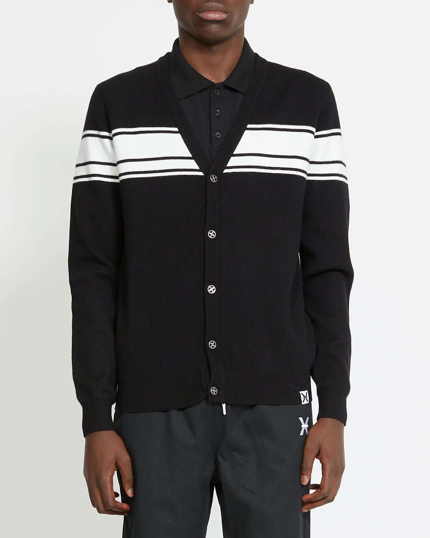 Shop John Richmond Cardigan With Logo On The Front In Nero