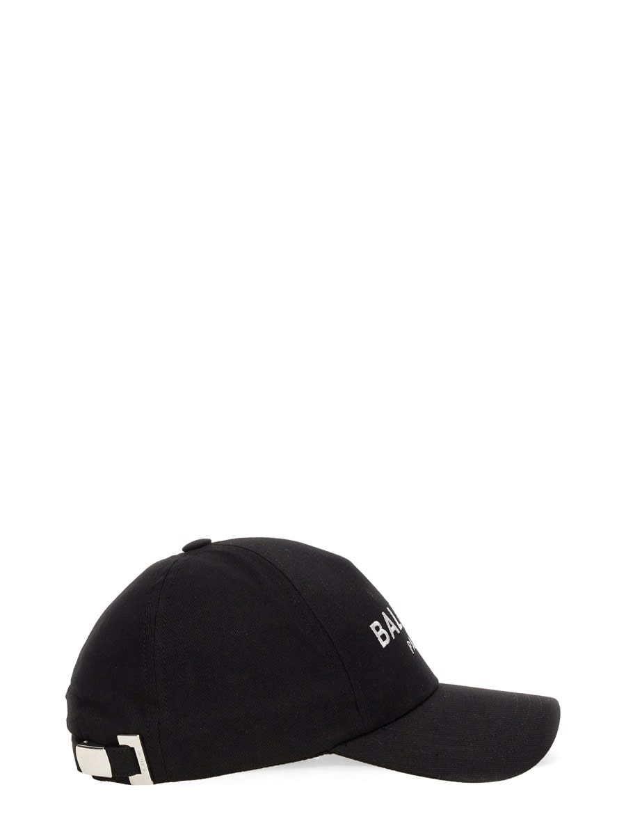 Shop Balmain Logo Baseball Cap In Black