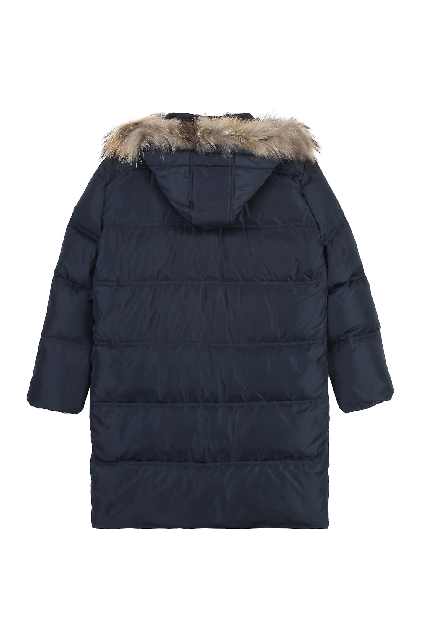 Young Versace Long Hooded Down Jacket In Multi