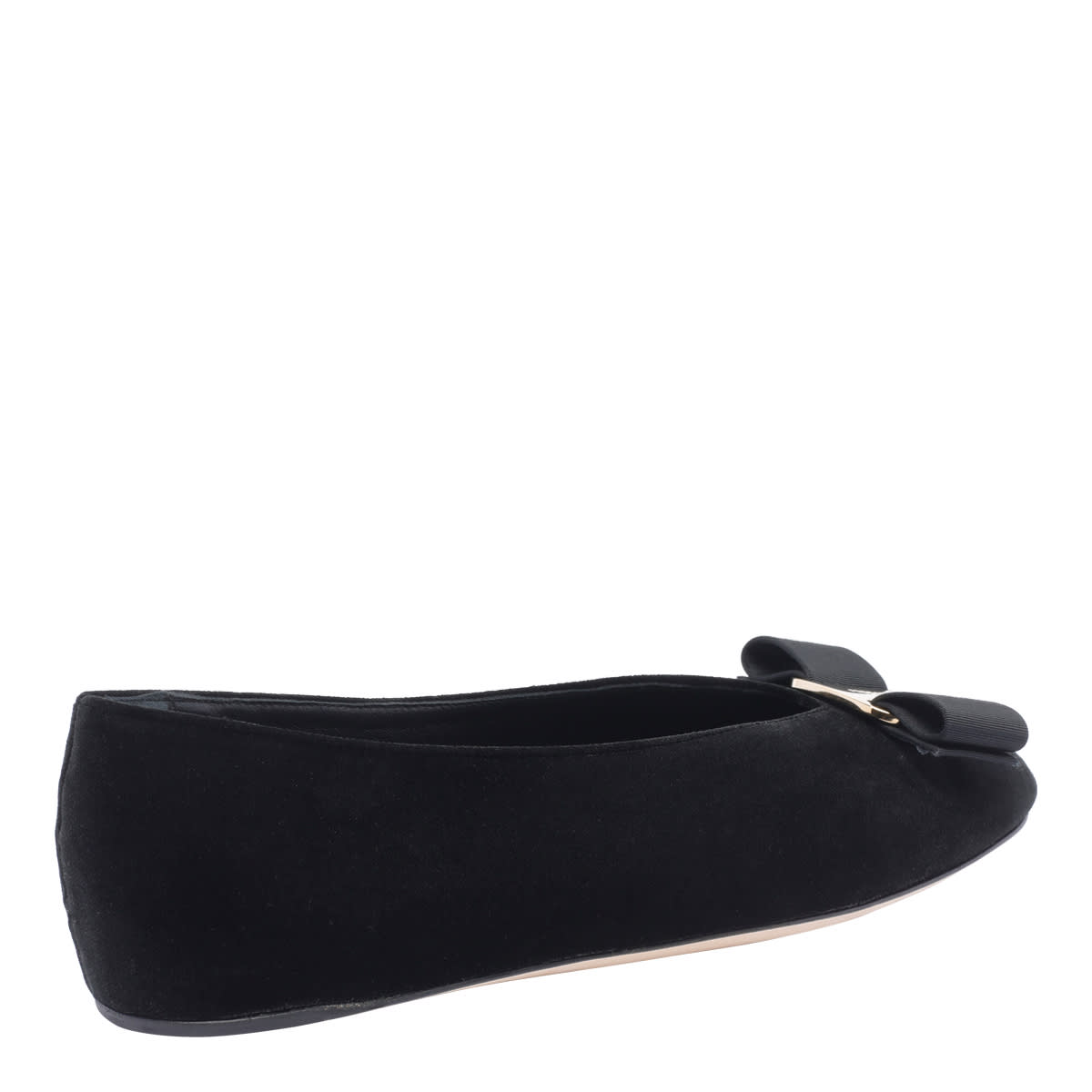 Ferragamo Vanna V Ballerinas In Velvet In Black
