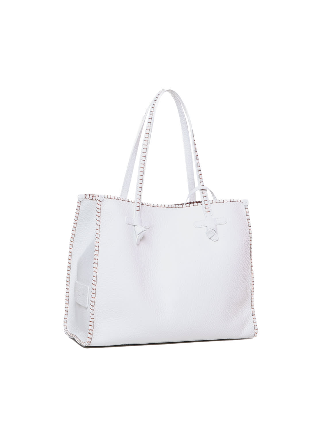 Shop Gianni Chiarini Marcella Shopping Bag In Leather In White