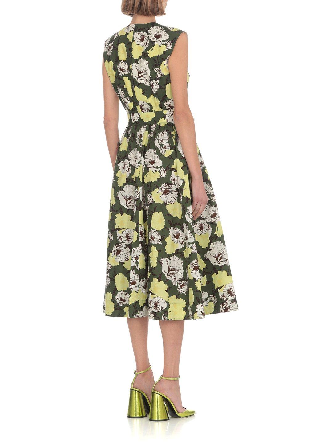 Shop Msgm Floral Print Button-up Dress In C