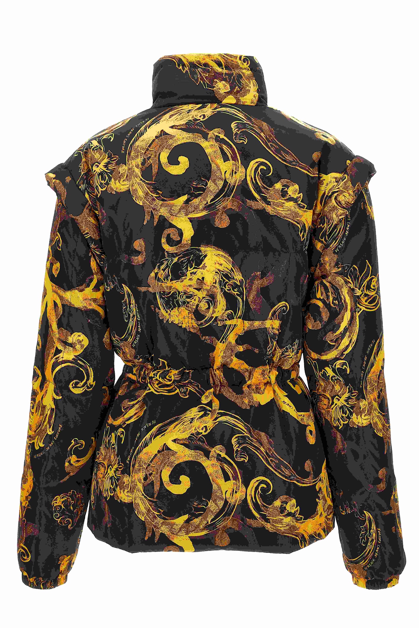 Versace Jeans Couture Barocco-print Down Jacket In Black