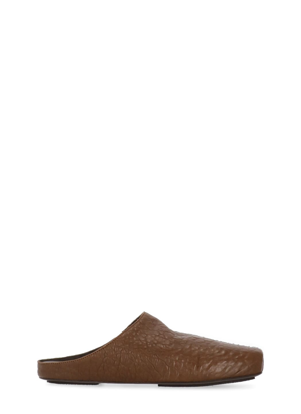 Uma Wang Leather Slippers With Flat Sole And Squared Toe In Animal Print