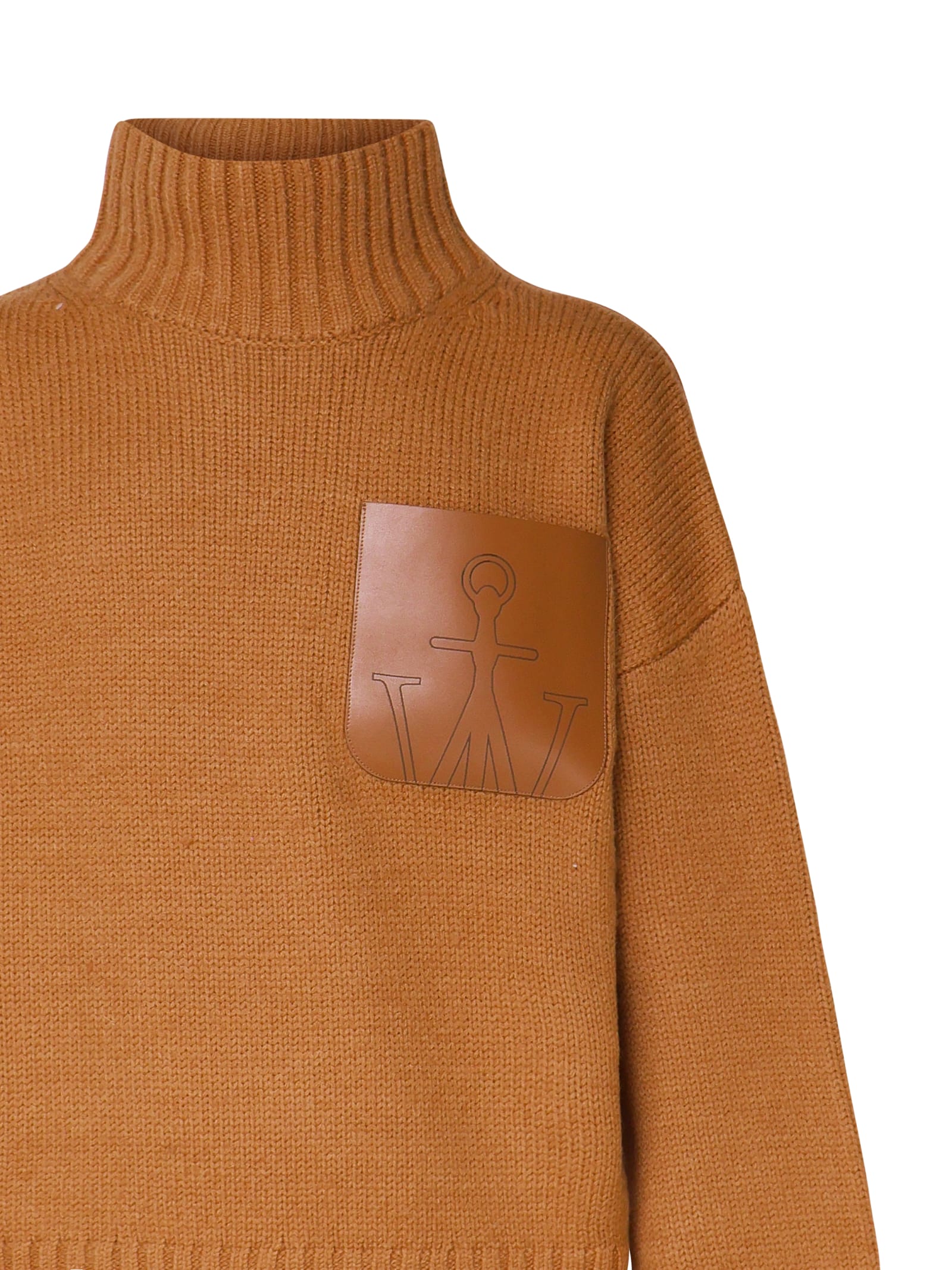 Shop Jw Anderson Leather Patch Pocket Jumper In Tobacco