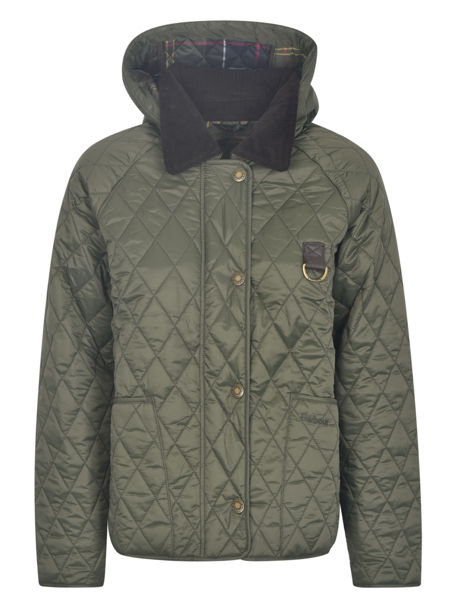 Shop Barbour Tobymony Hooded Quilted Jacket In Olive Classic