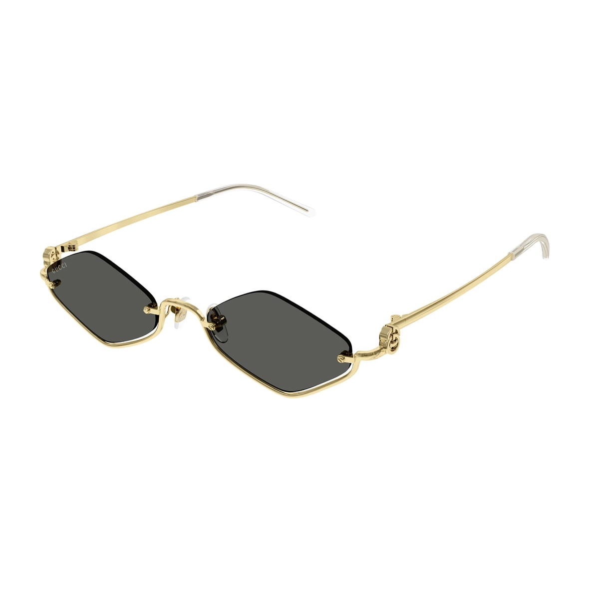 Shop Gucci Gg1604s Linea Gg Logo 001 Gold Grey Sunglasses In Oro