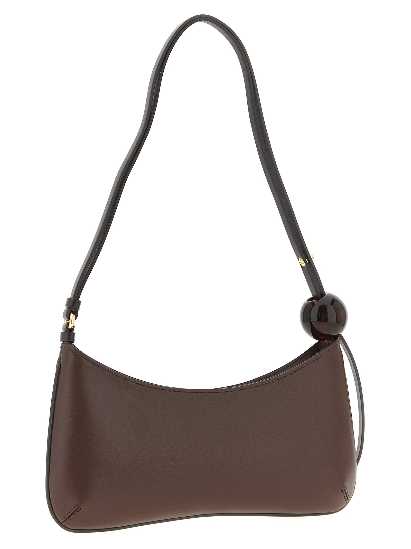 Jacquemus Womens Le Bisou Perle Leather Shoulder Bag Medium Brown In Brown