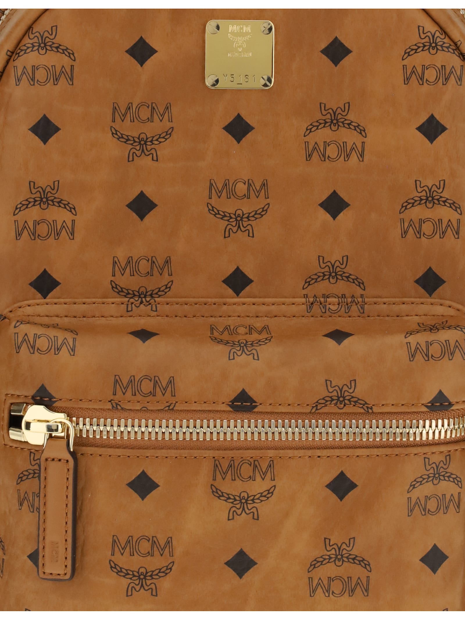 Mcm Printed Canvas Small Stark Backpack In Brown