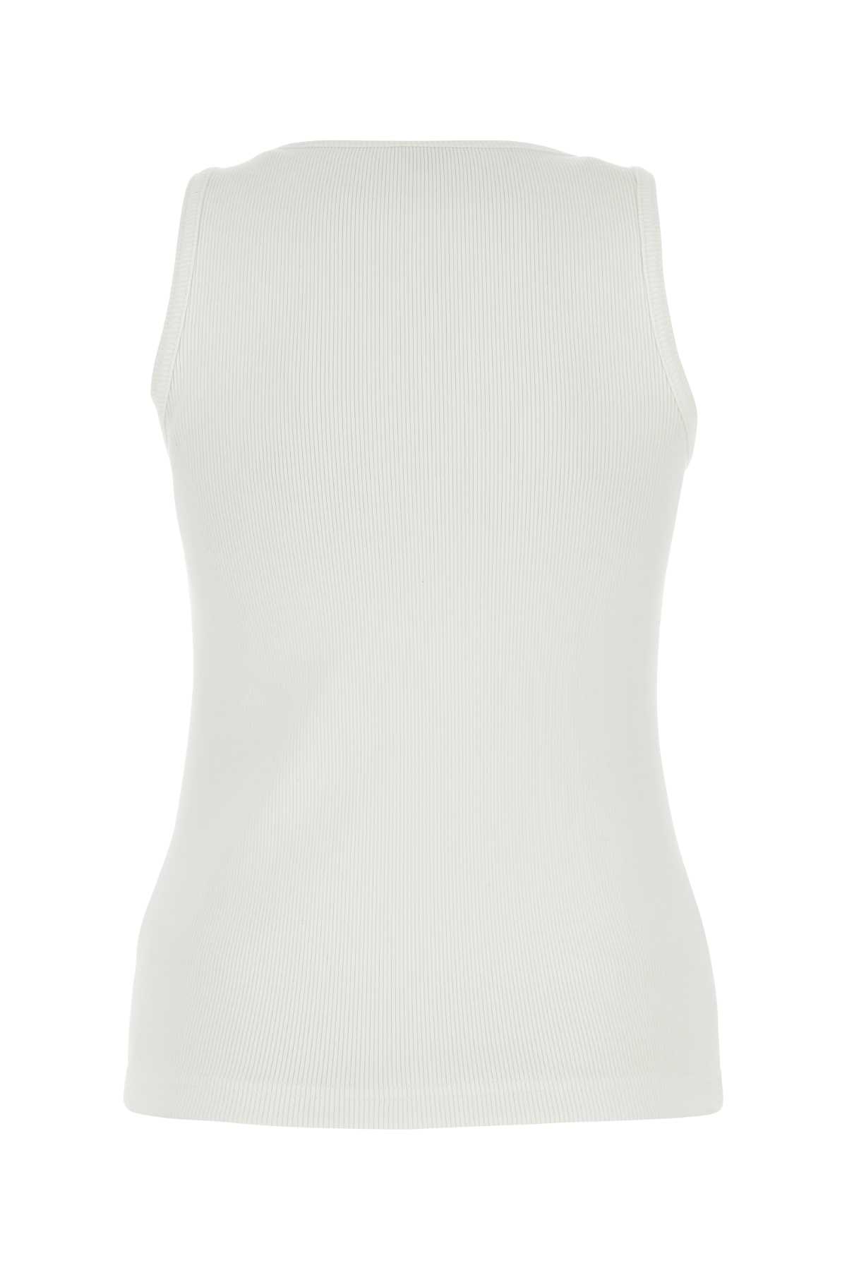 Shop Bottega Veneta White Stretch Cotton Tank Top In Chalk