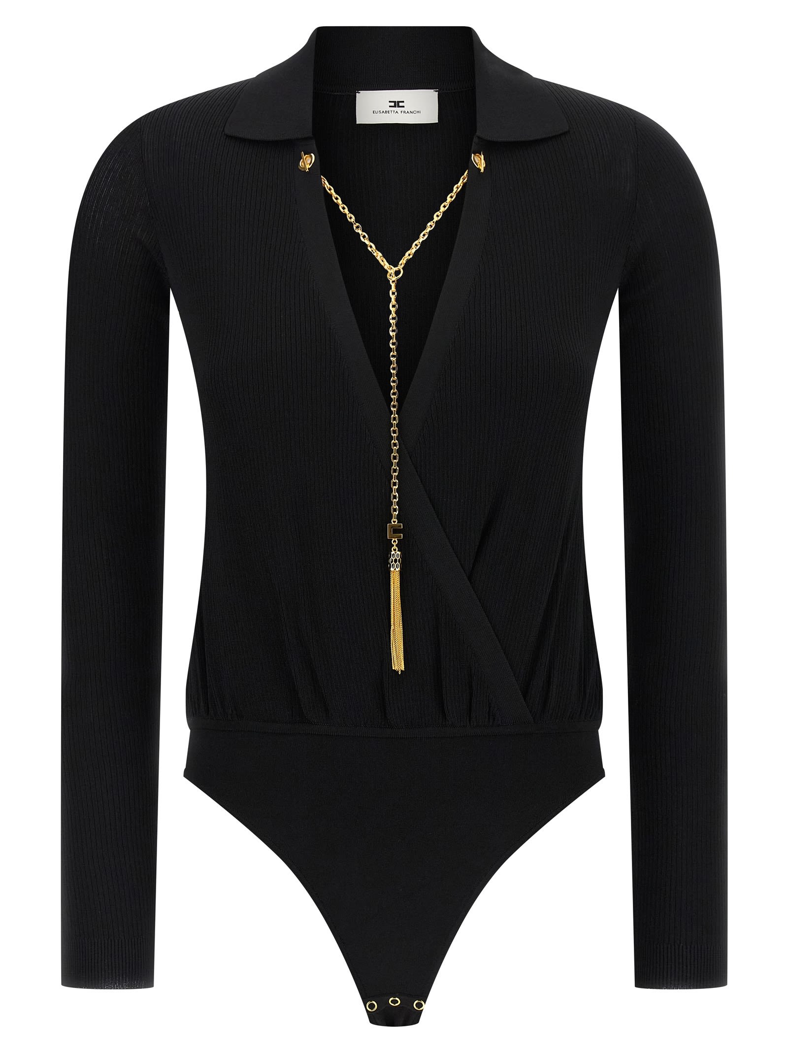 Elisabetta Franchi Chain-embellished Bodysuit In Black