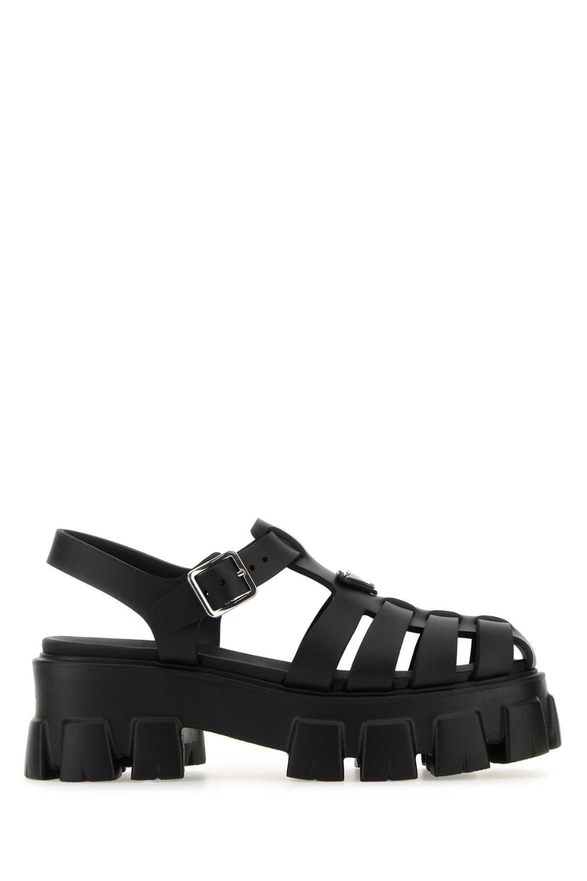 Prada Rubber Logo Chunky-sole Fisherman Sandals In Nero
