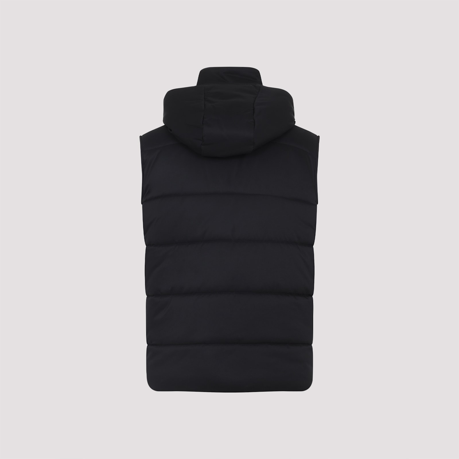 Kiton Hooded Quilted Jacket With Material Blend In Black