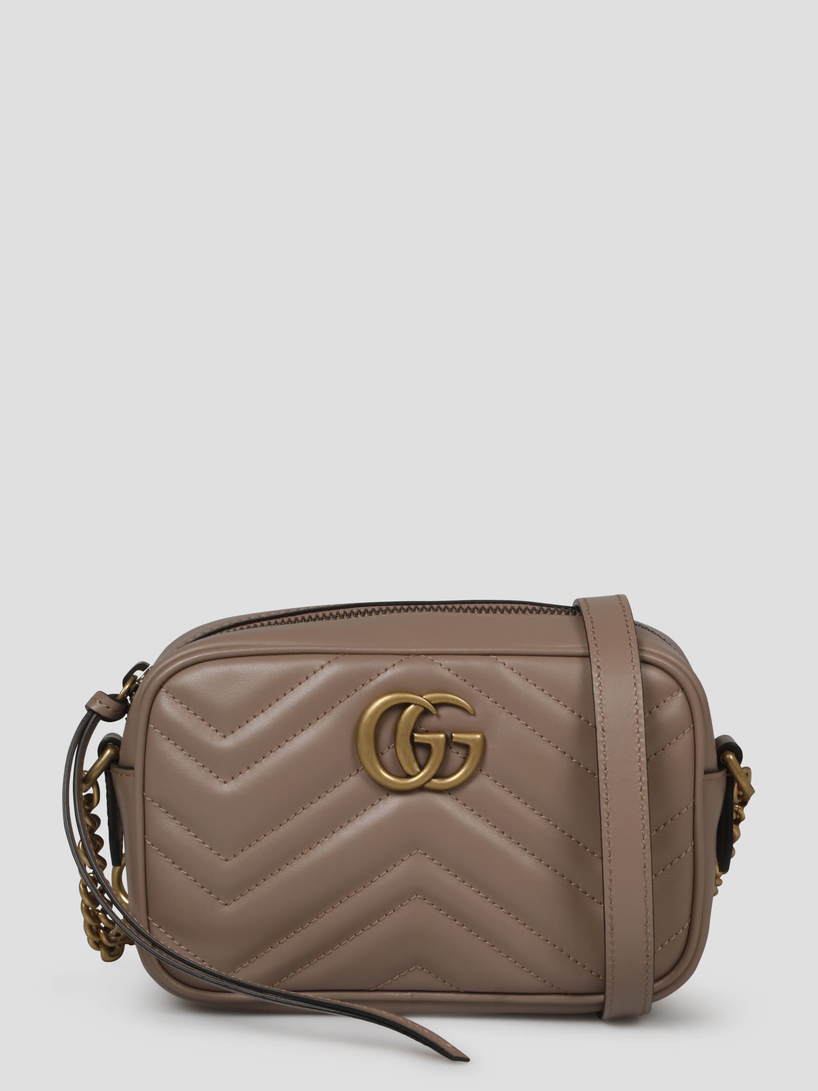 GG Marmont Super Mini Shearling Shoulder Bag in Orange - Gucci