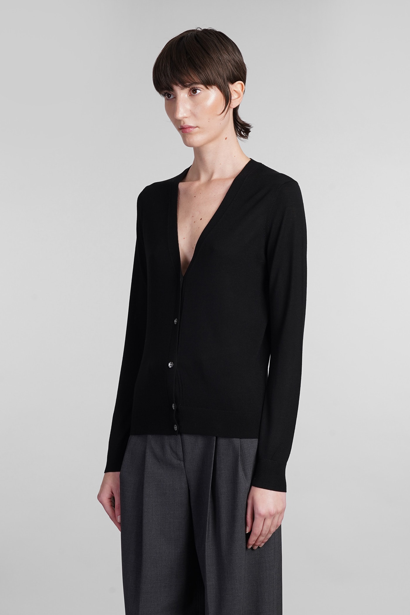 Shop Theory Cardigan In Black Wool