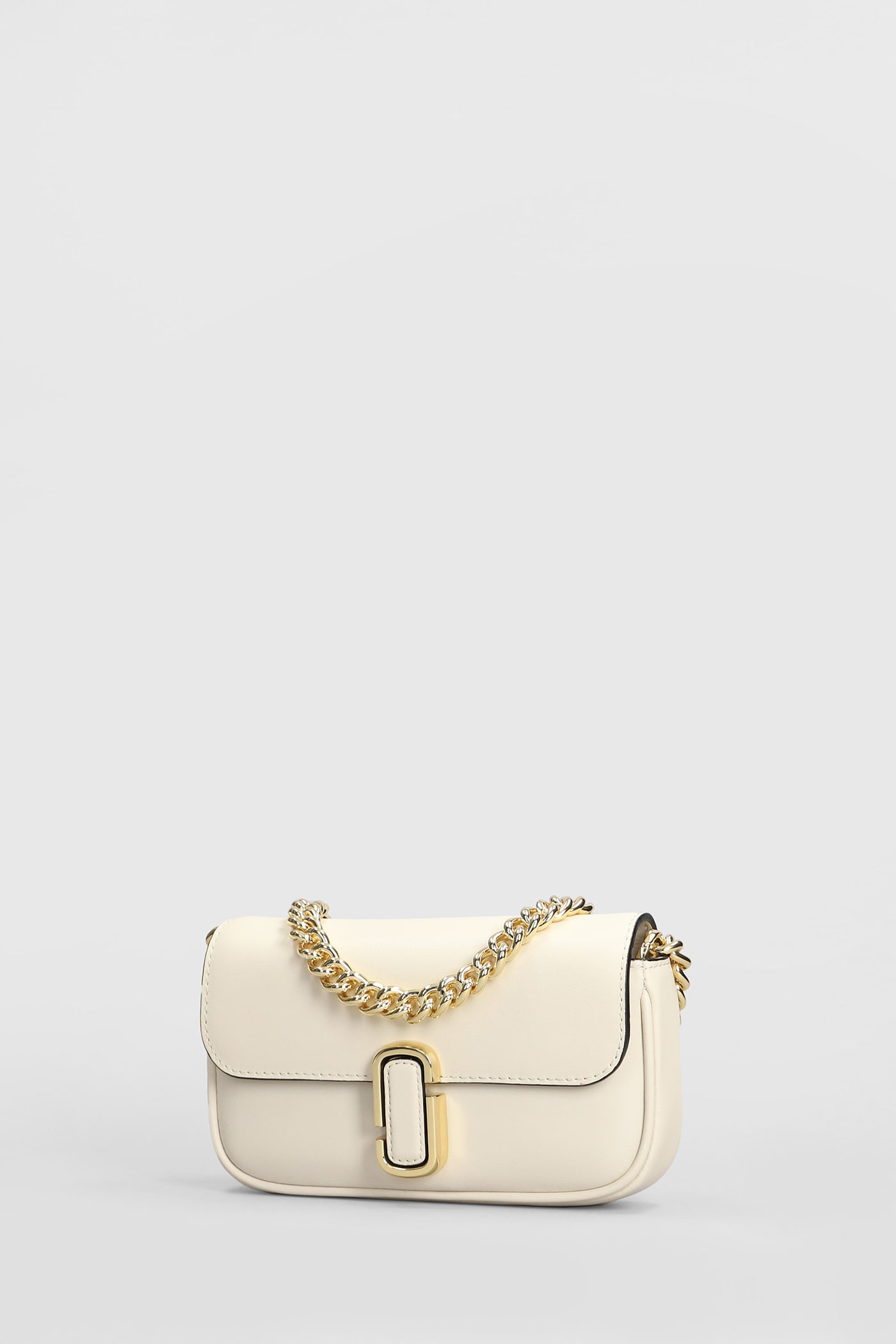 Shop Marc Jacobs The Mini Shoulder Shoulder Bag In Beige Leather