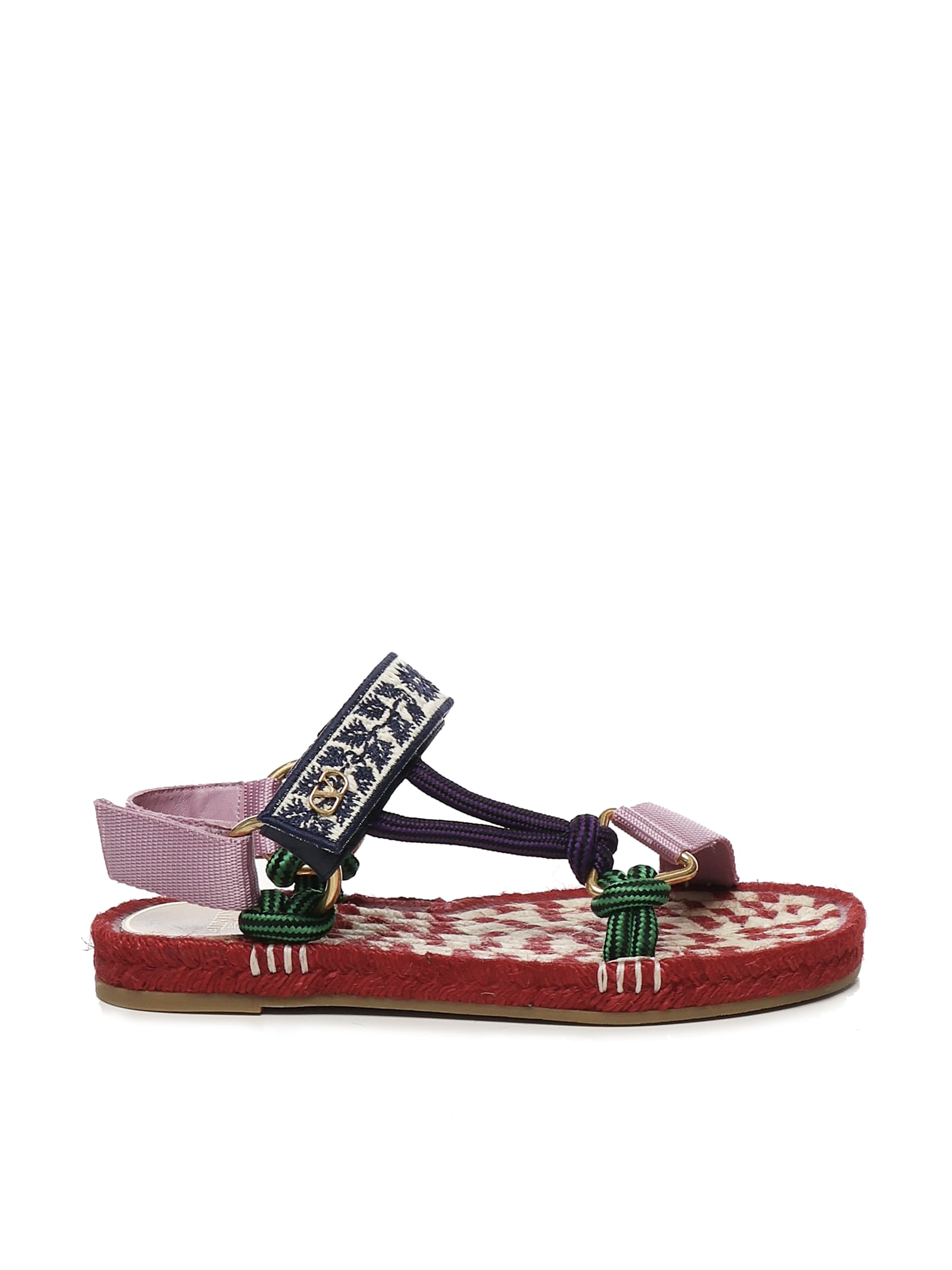 Valentino Embroidered Fabric Lake Powell Sandals In Red