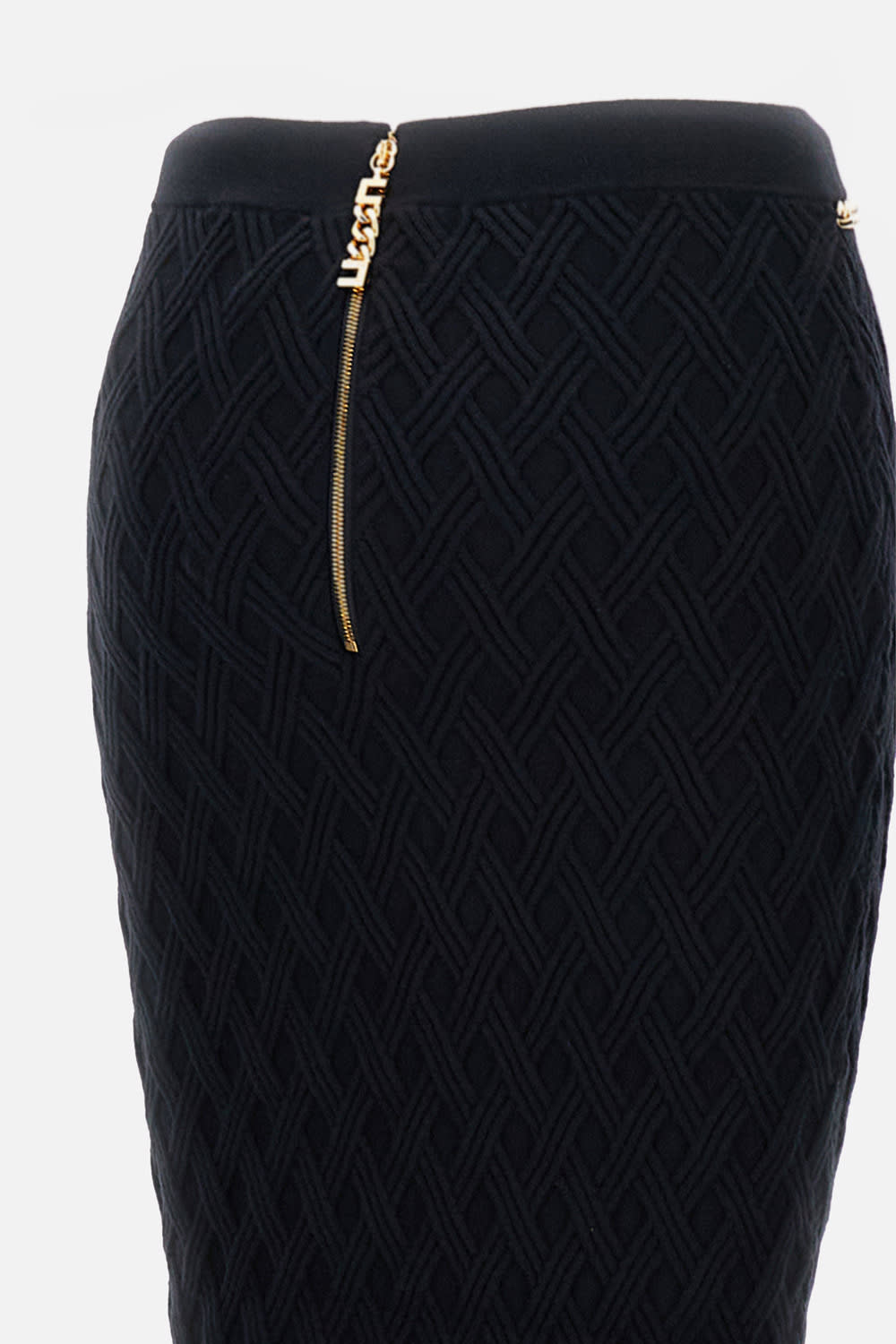 Elisabetta Franchi Chain-embellished Geometric Midi Skirt In Black