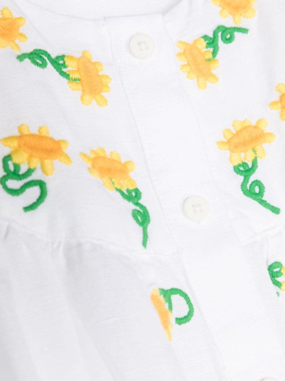 Shop Stella Mccartney White Dress With Embroidered Sunflowers