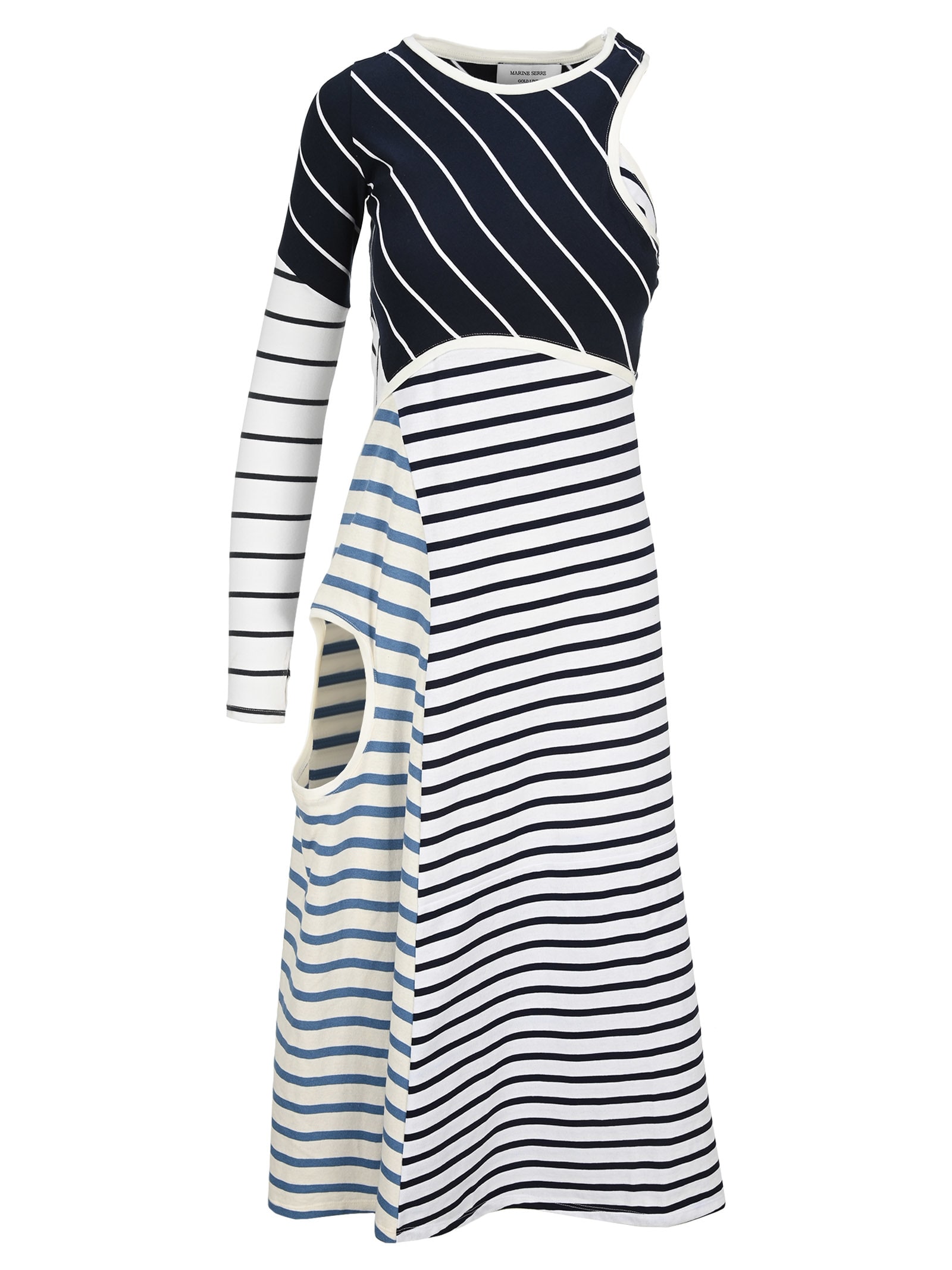 Marine Serre Stripe Panelled Asymmetrical Dress